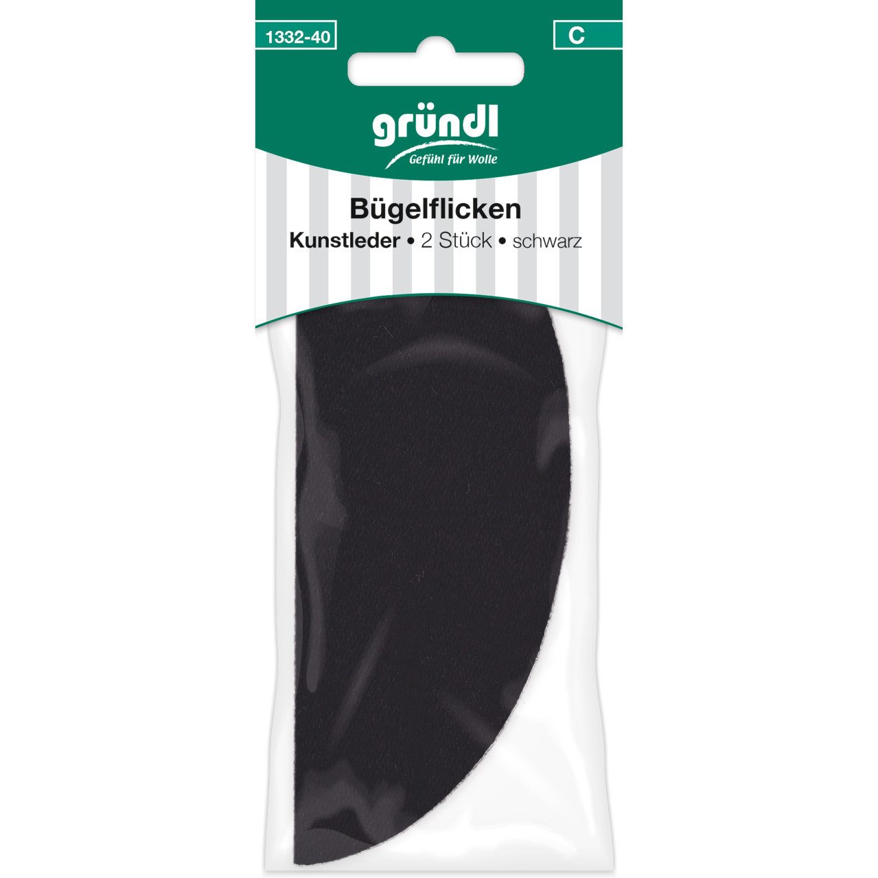 Gründl Patchies Gründl Bügelflicken Kunstleder 2 Stück schwarz, Leder