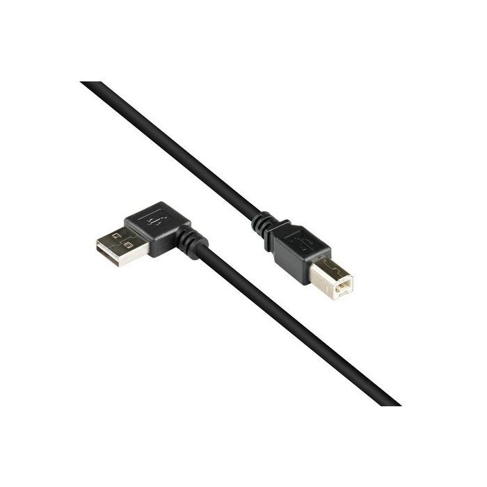 GOOD CONNECTIONS Anschlusskabel USB 2.0 EASY Stecker A gewinkelt an Stecker B schwarz 3m USB-Kabel (3 cm)