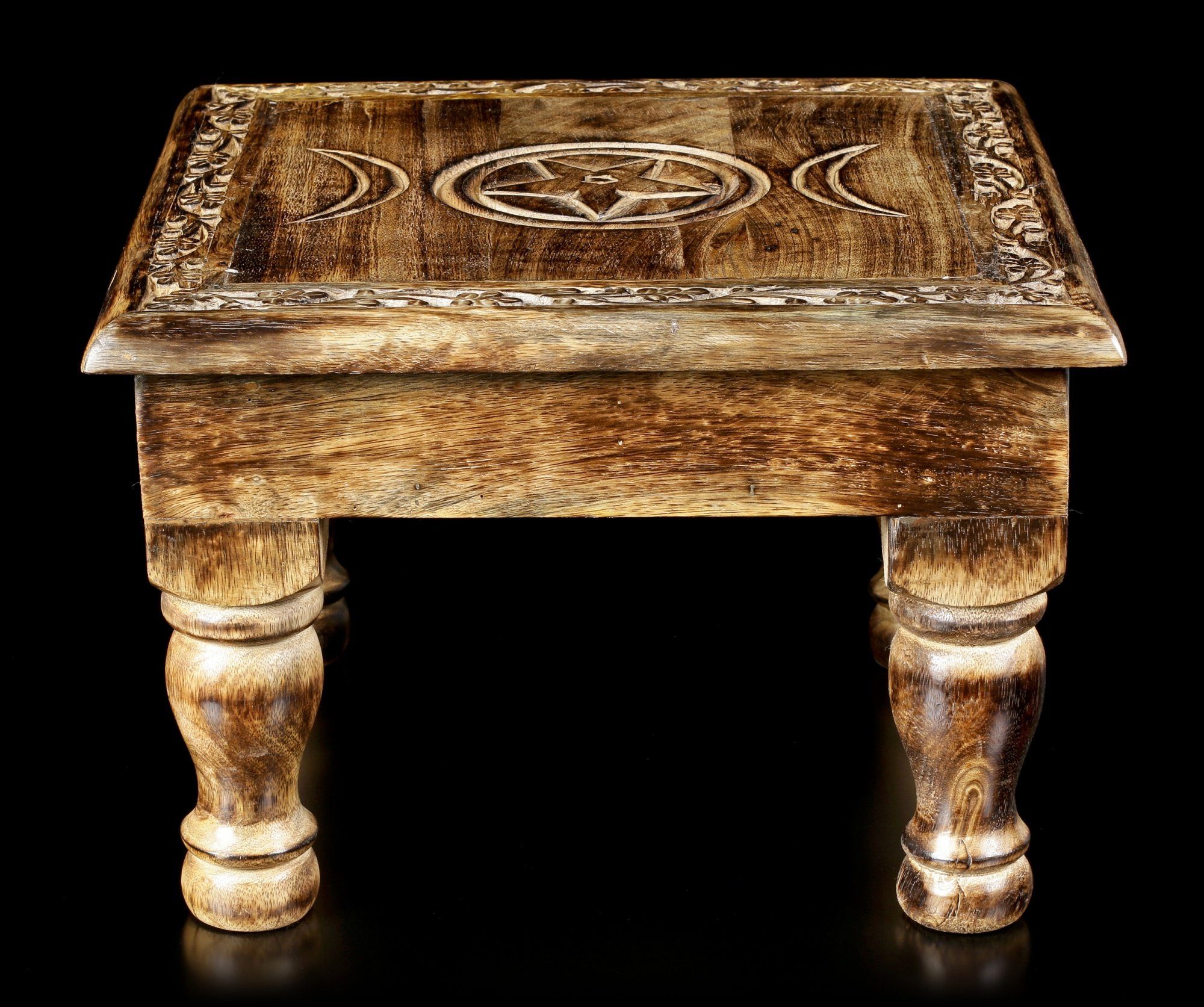 Figuren Shop GmbH Beistelltisch Tisch Altar - Triple Moon mit Verzierungen - Ritual Tischaltar
