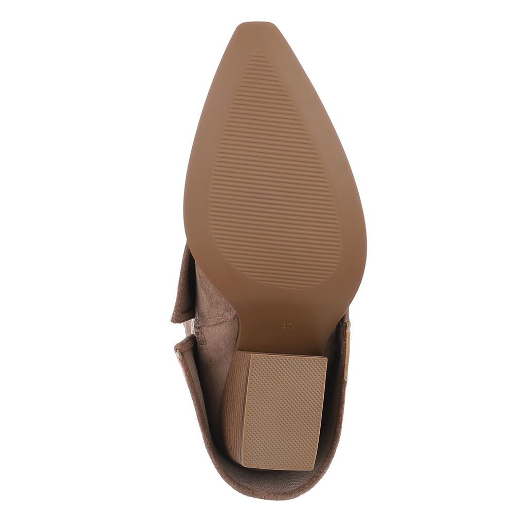 Ital-Design Elegante Damen-Stiefel mit Absatz und hochwertiger Verarbeitung Westernstiefel (90503087) Blockabsatz Stiefel in Hellbraun