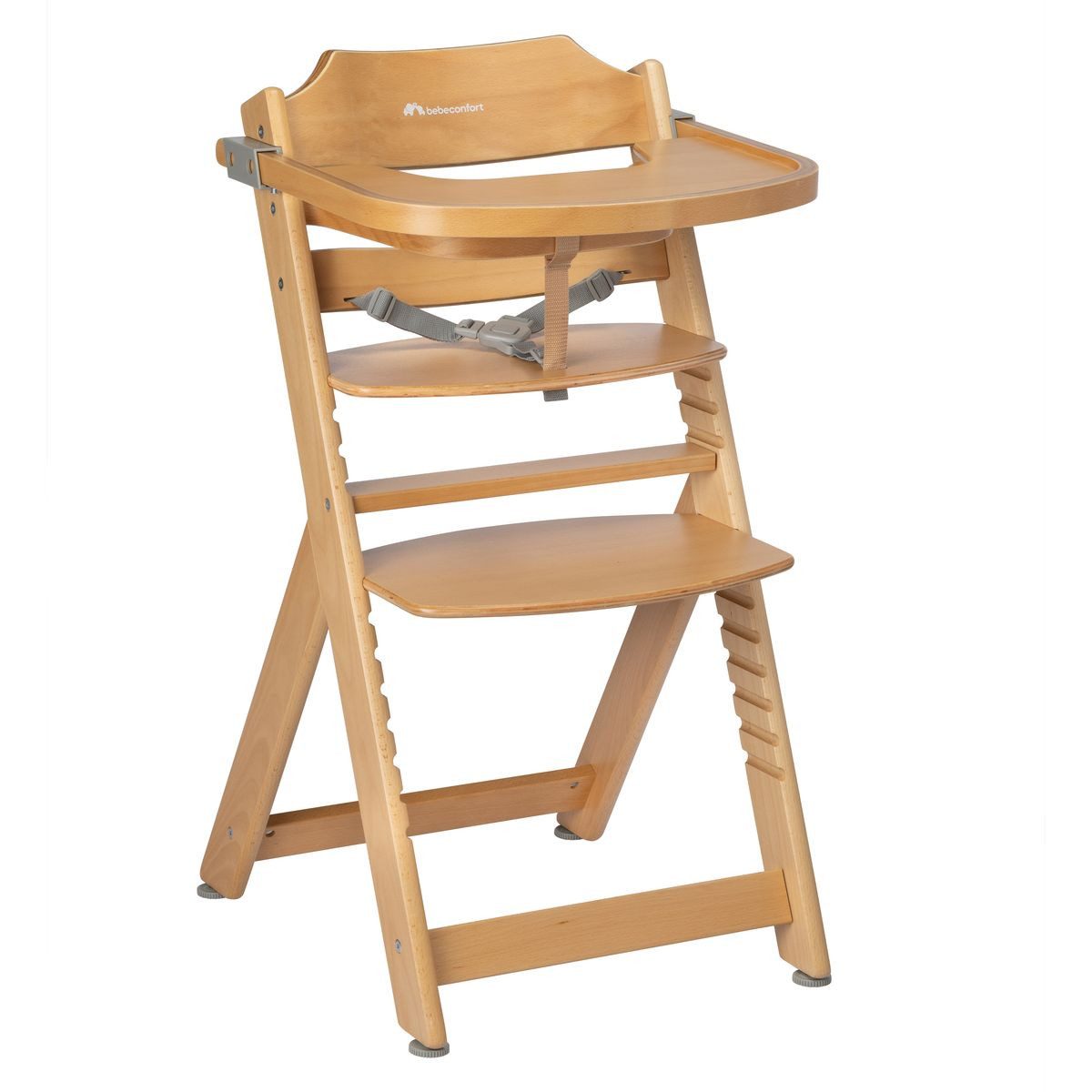 Bebeconfort Hochstuhl Timba - Natural Wood, Mitwachsender Holz Baby Kinderhochstuhl ab 6 Monate - verstellbar