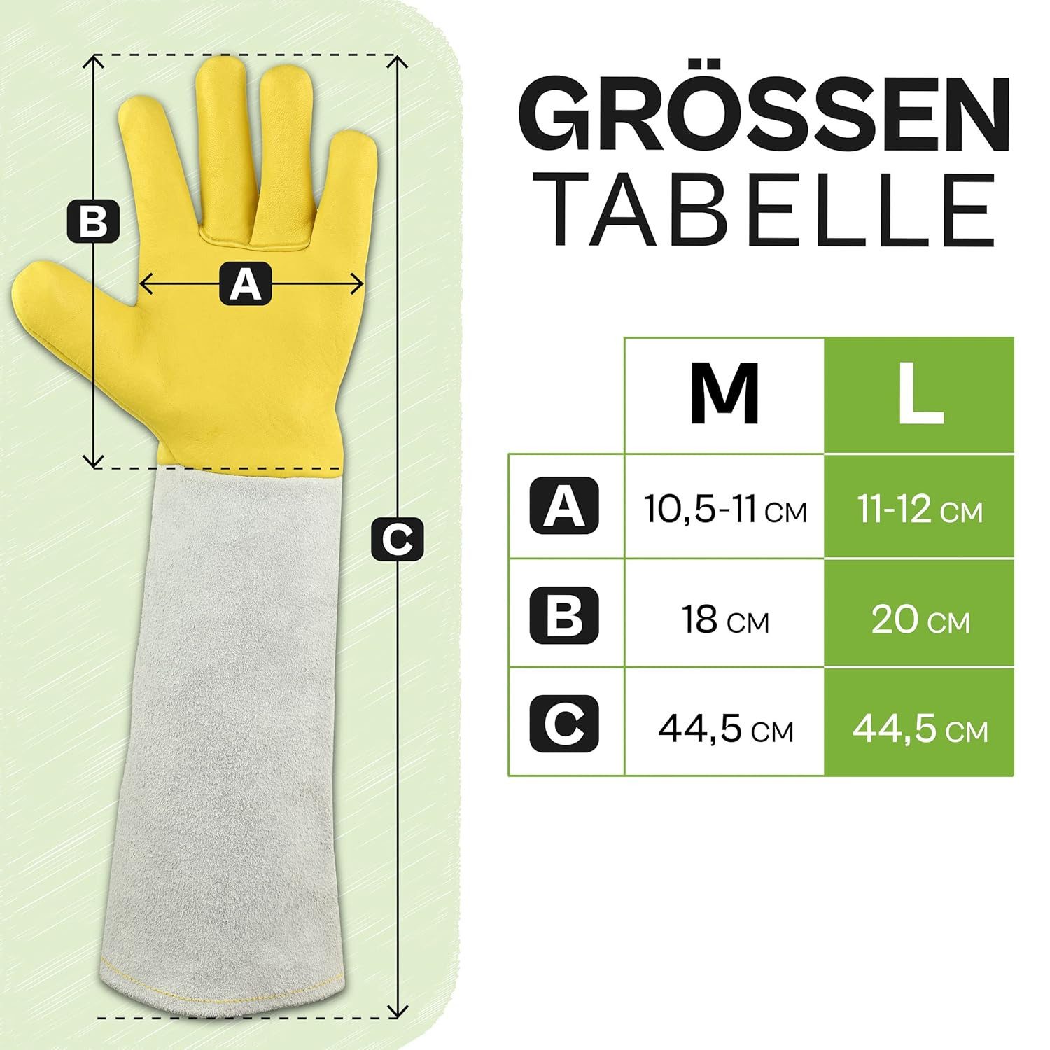 Praknu Gartenhandschuhe Rosenhandschuhe Dornenfest L (Packung, 2-St) EN 388 Zertifiziert - Verstellbare Manschetten - Leder