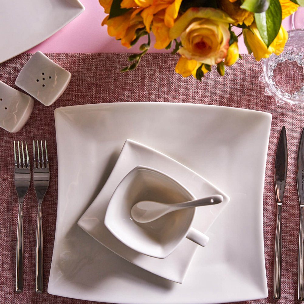 Frühstücksteller Perfect White 32 Teilig Porzellan Geschirrset Frühstücksset Weiß