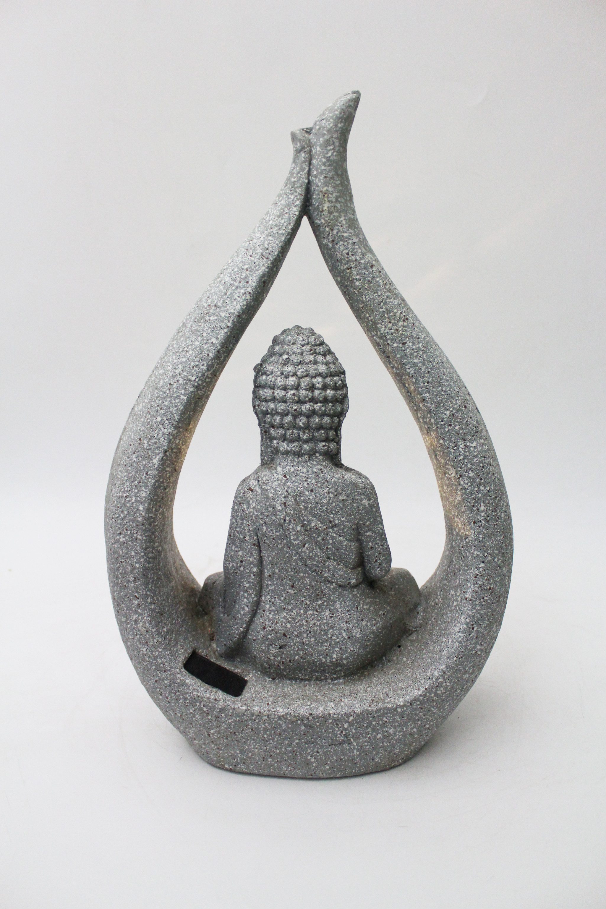 Arnusa Gartenfigur Solarleuchte Buddha Granit-Optik 46 cm Gartenfigur Statue beleuchtet, (mit Glaskugel), warmweiß Gartenskulptur – Bild 5 von 5