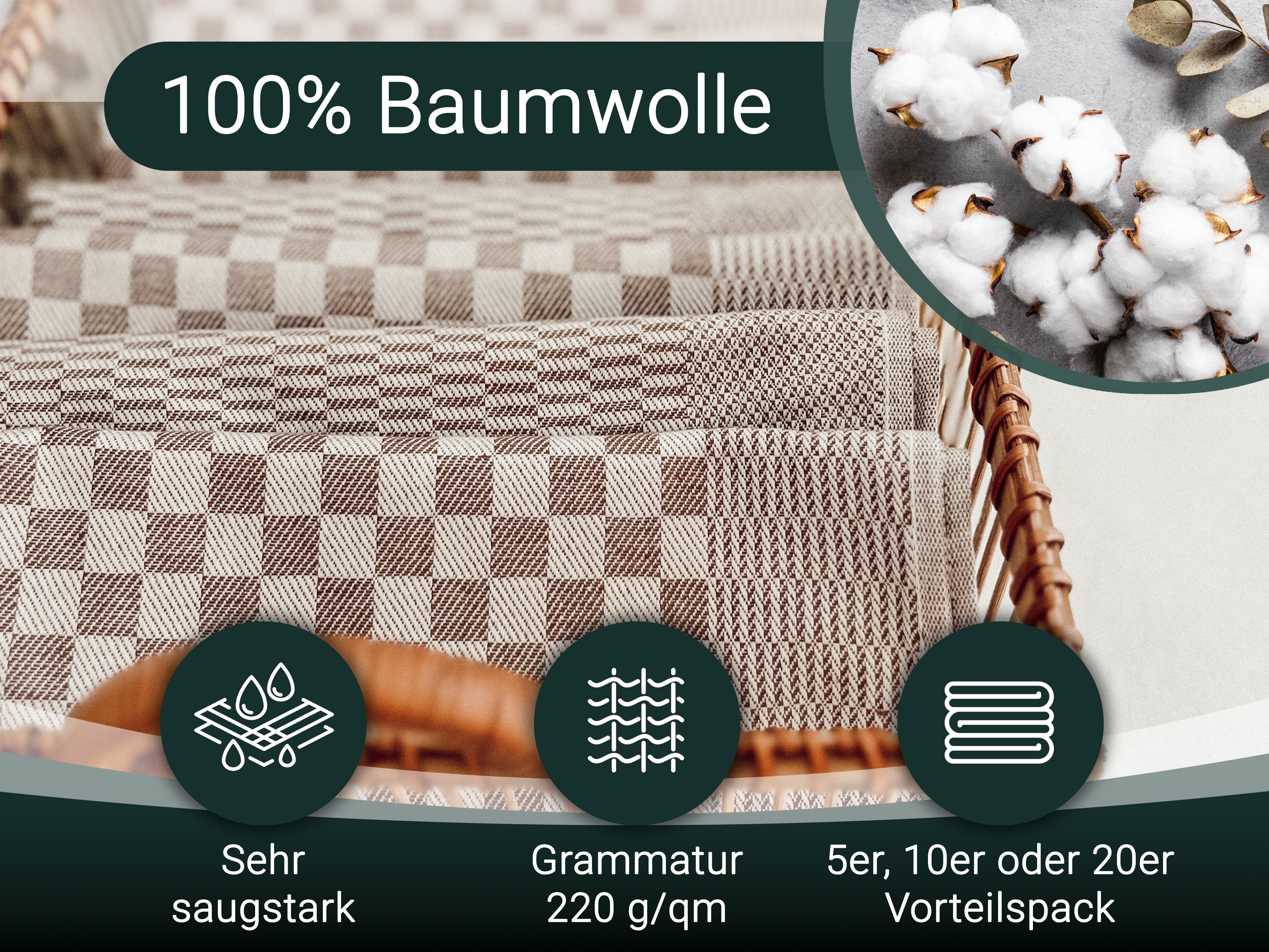 ZOLLNER Geschirrtuch, (Spar-Set, 5-tlg), 46 x 70 cm, 100% Baumwolle, vom Ho günstig online kaufen
