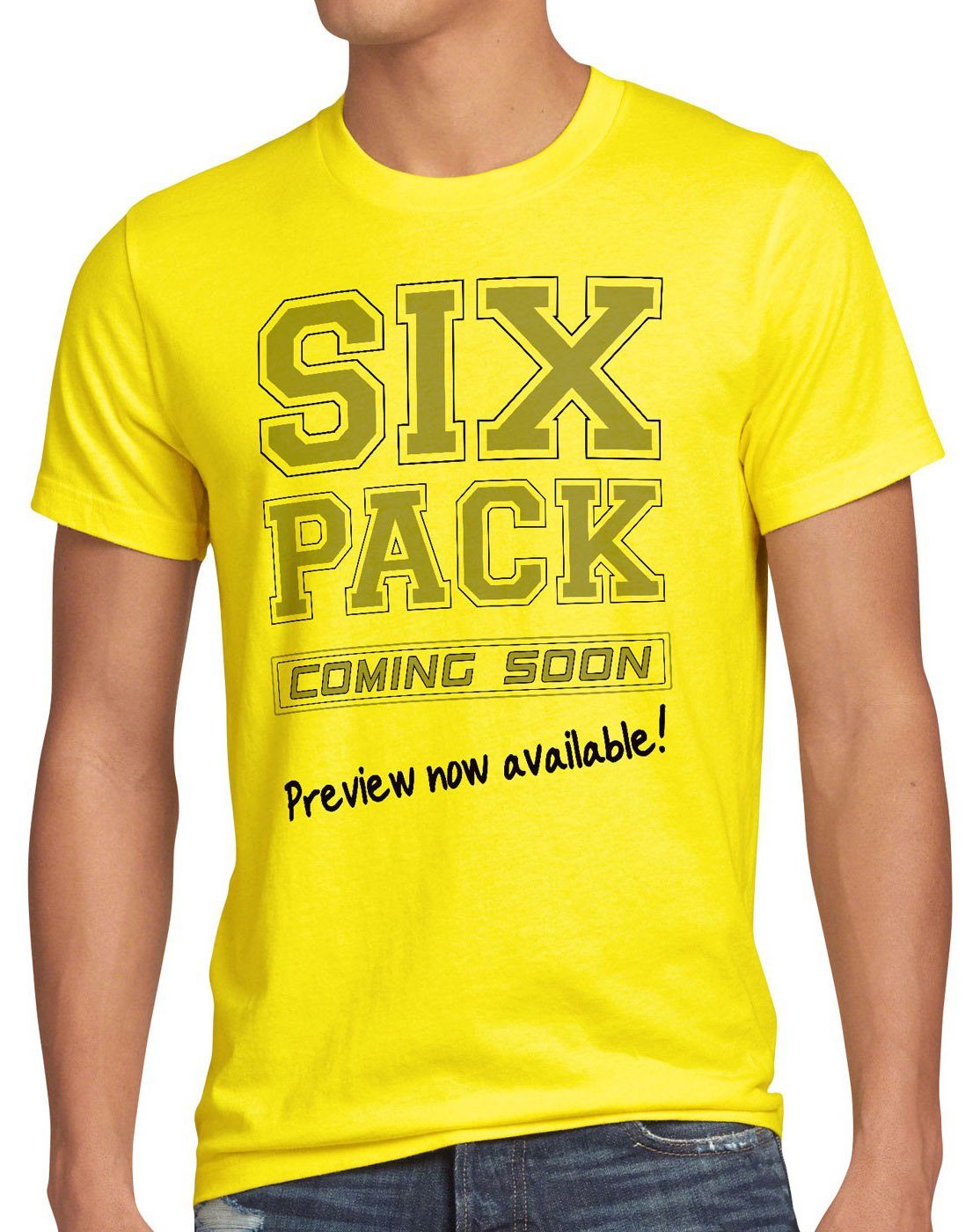 style3 Print-Shirt Herren T-Shirt Sixpack Spruchshirt Spruch bauch Fun gelb coming bier sprüche Funshirt