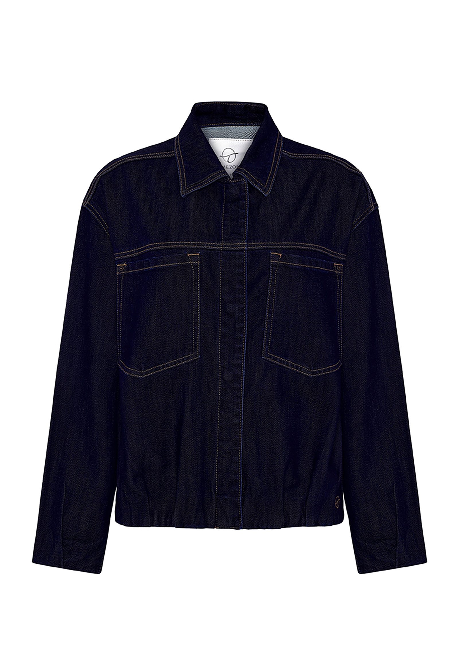 TIMEZONE Jeansjacke Umlegekragen Kontrastnähte Langarm für Damen (1-St) Aufgenähte Brusttaschen, Elastischer Saum, Markendetail