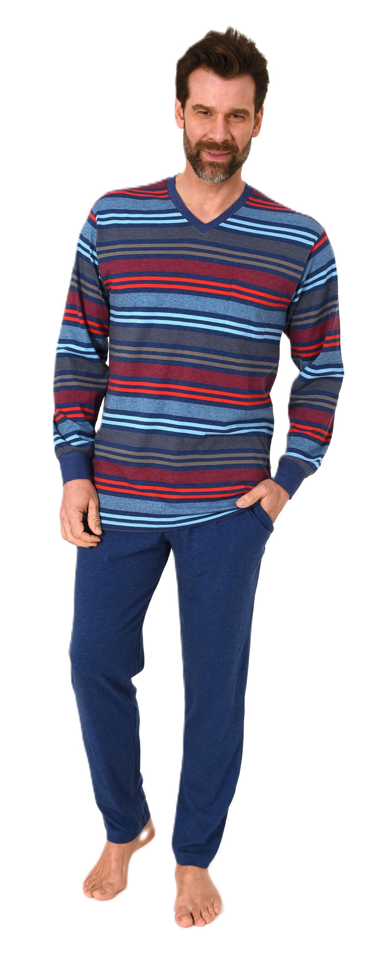 Normann Pyjama Herren Schlafanzug mit Bündchen günstig online kaufen