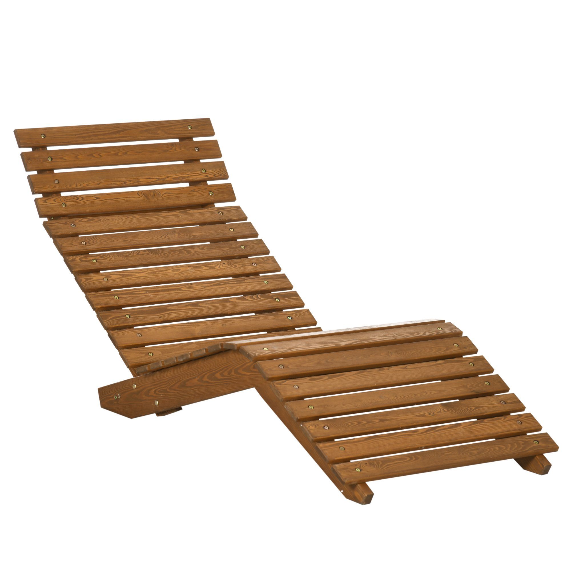 Outsunny Gartenliege für Poolbereich, Balkon, bis 120 kg belastbar, Liegestuhl, 1 St., Sonnenliege, Massivholz, Teak 66L x 170B x 77H cm