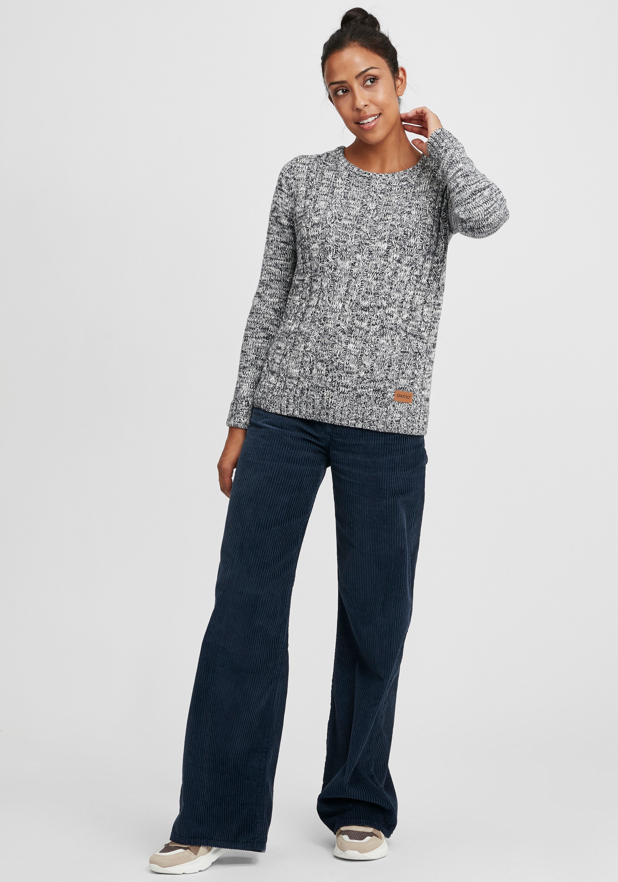 OXMO Strickpullover OXPhia Strickpulli mit Zopfstrickmuster günstig online kaufen