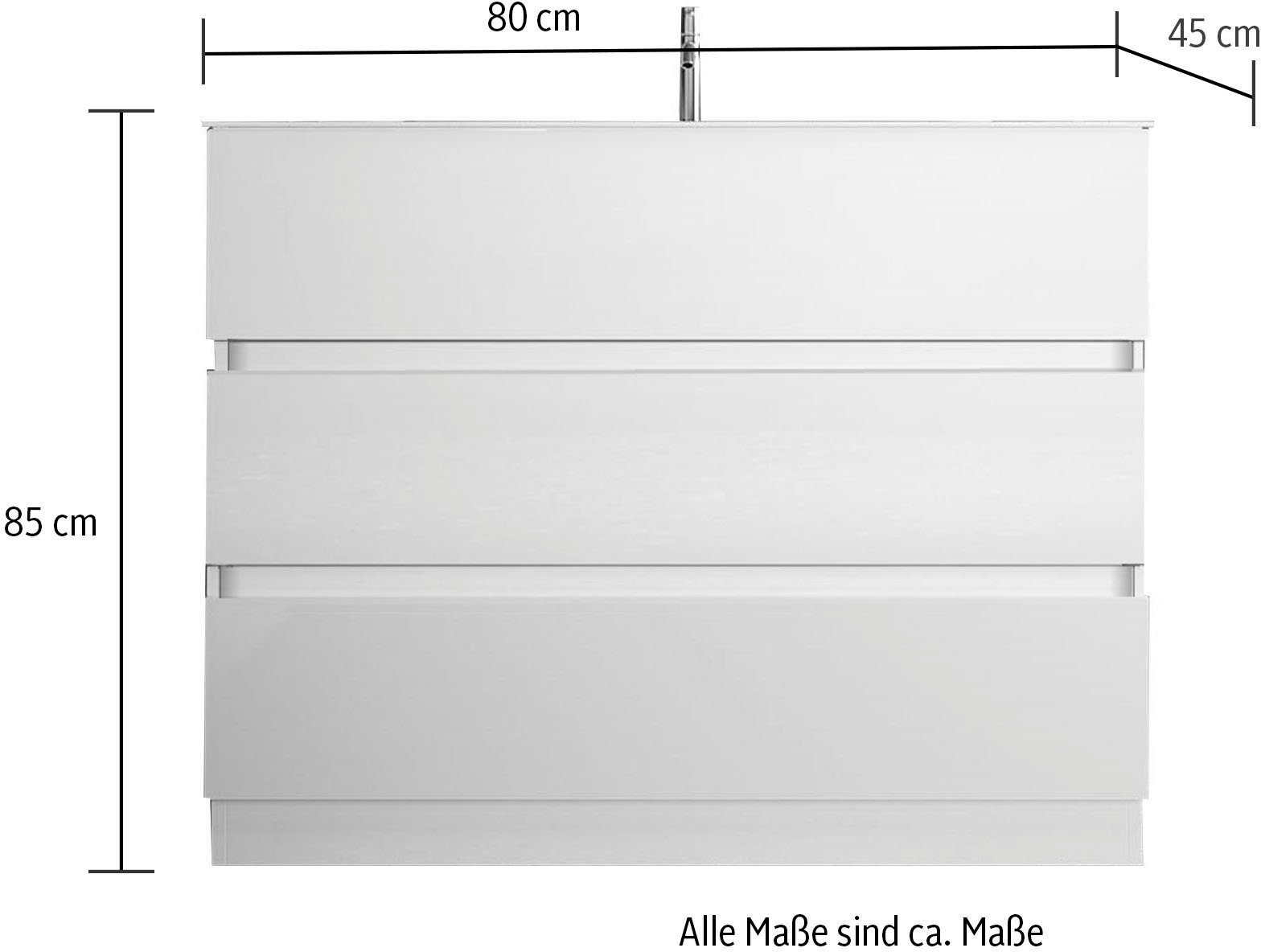welltime Waschtisch "Start, Breite 80 cm, 2 bzw. 3 Schubkästen", Badmöbel, günstig online kaufen