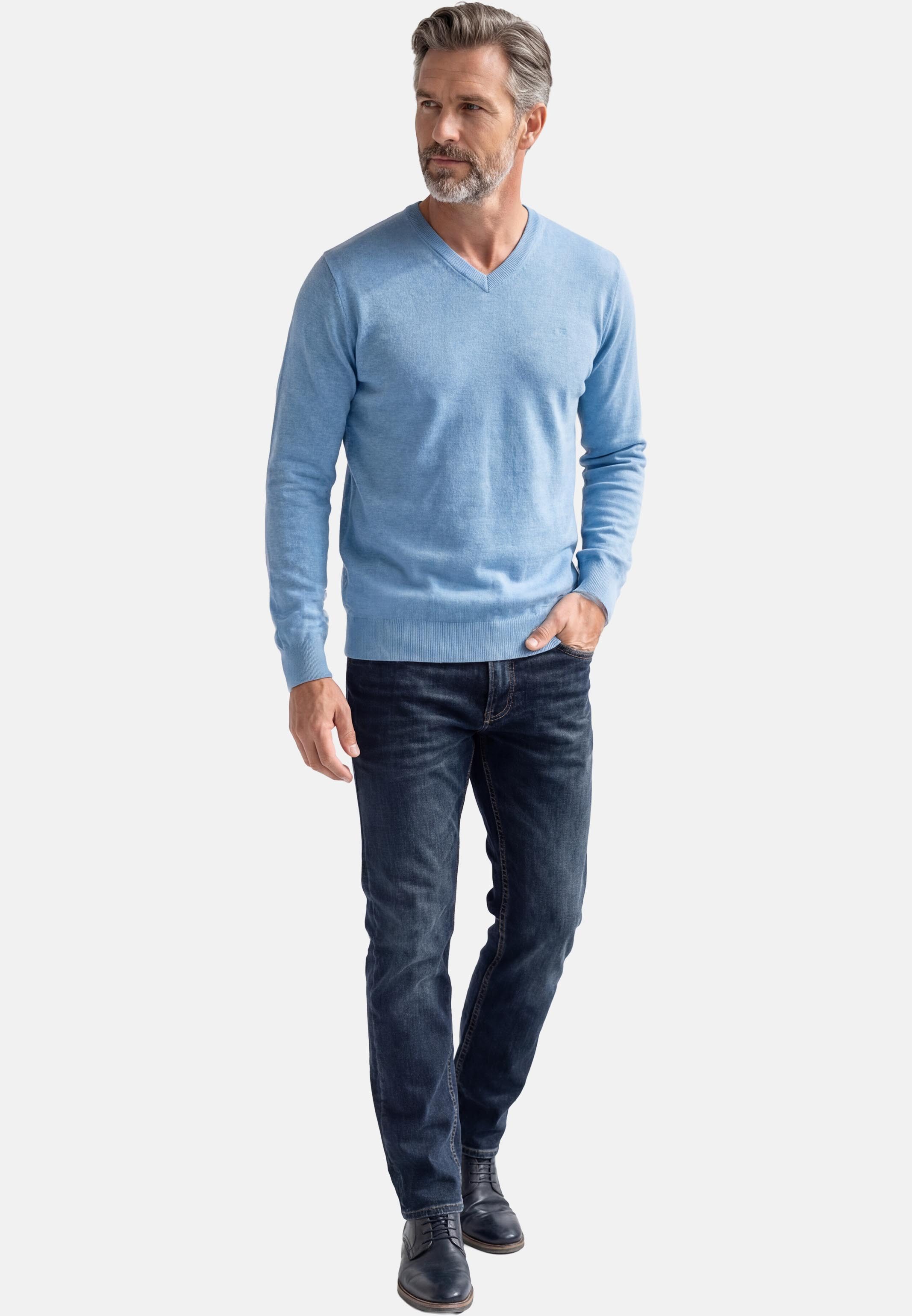 Redmond V-Ausschnitt-Pullover Basic (1-tlg) Pullover - Baumwolle - Atmungsaktiv - Weicher Feinstrick