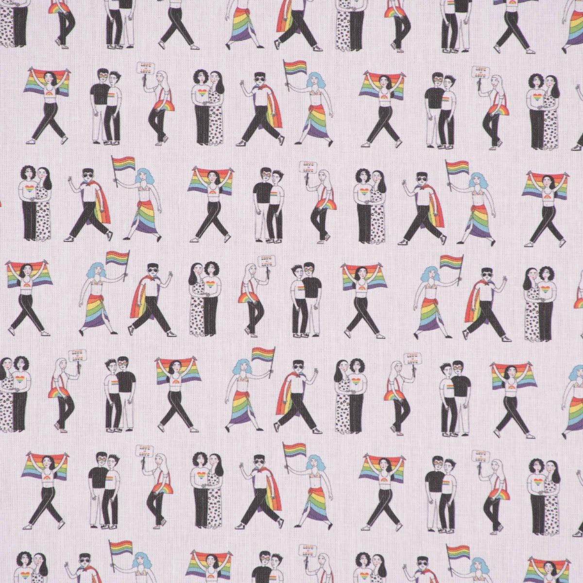 SCHÖNER LEBEN. Stoff Baumwollstoff Meterware Digitaldruck Patchworkstoff Love is bunt 140cm, Digitaldruck