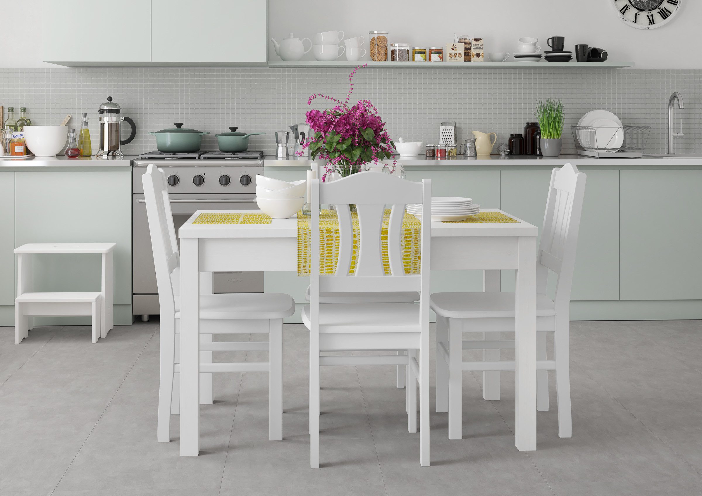 ERST-HOLZ Esszimmerstuhl Küchenstuhl Massivholzstuhl Weiß Einzel- oder Dopp günstig online kaufen