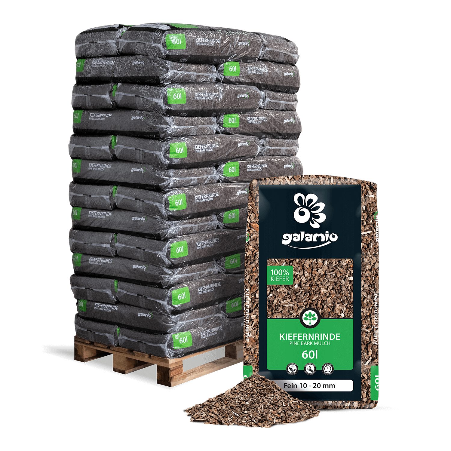 GALAMIO Rindenmulch Rindenmulch Kiefer Fein, (Palette, 39-St)