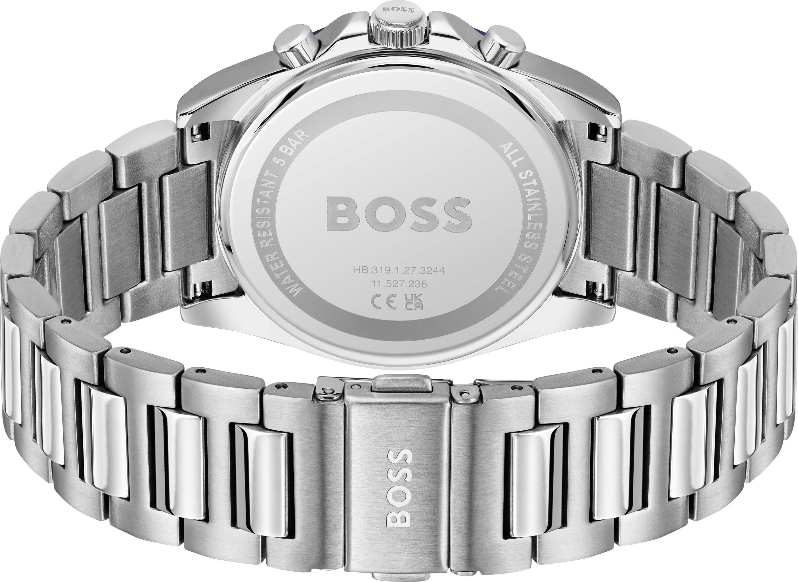 BOSS Chronograph STRIKE CHRONO 1514240, Quarzuhr, Armbanduhr, Herrenuhr, Edelstahlarmband, analog, Tag