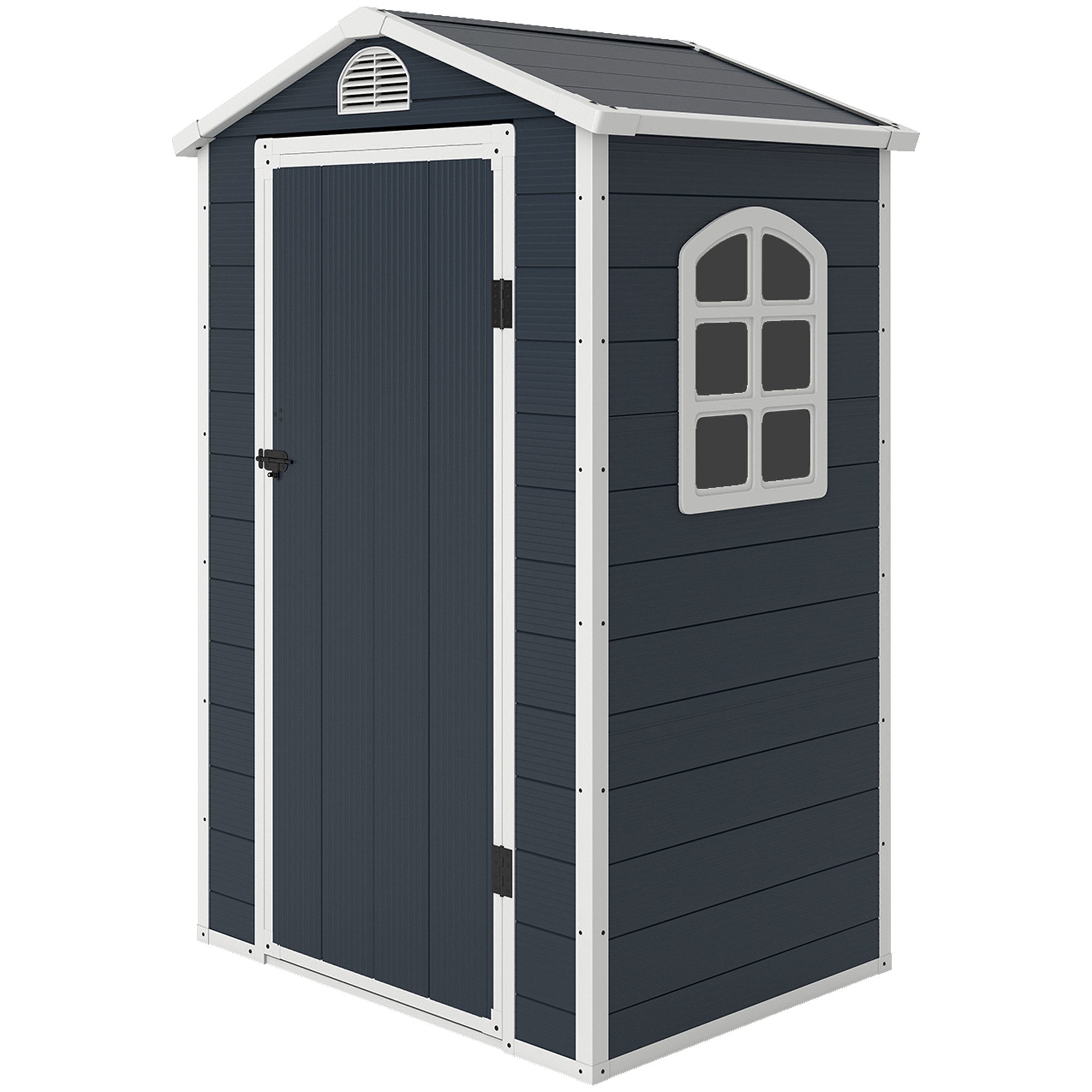 Outsunny Gerätehaus Gartenhaus mit Fenster, Pultdach, aus Metall, BxT: 134x104 cm, (Gartenschrank, 1 St., Geräteschrank), für Garten, Grau