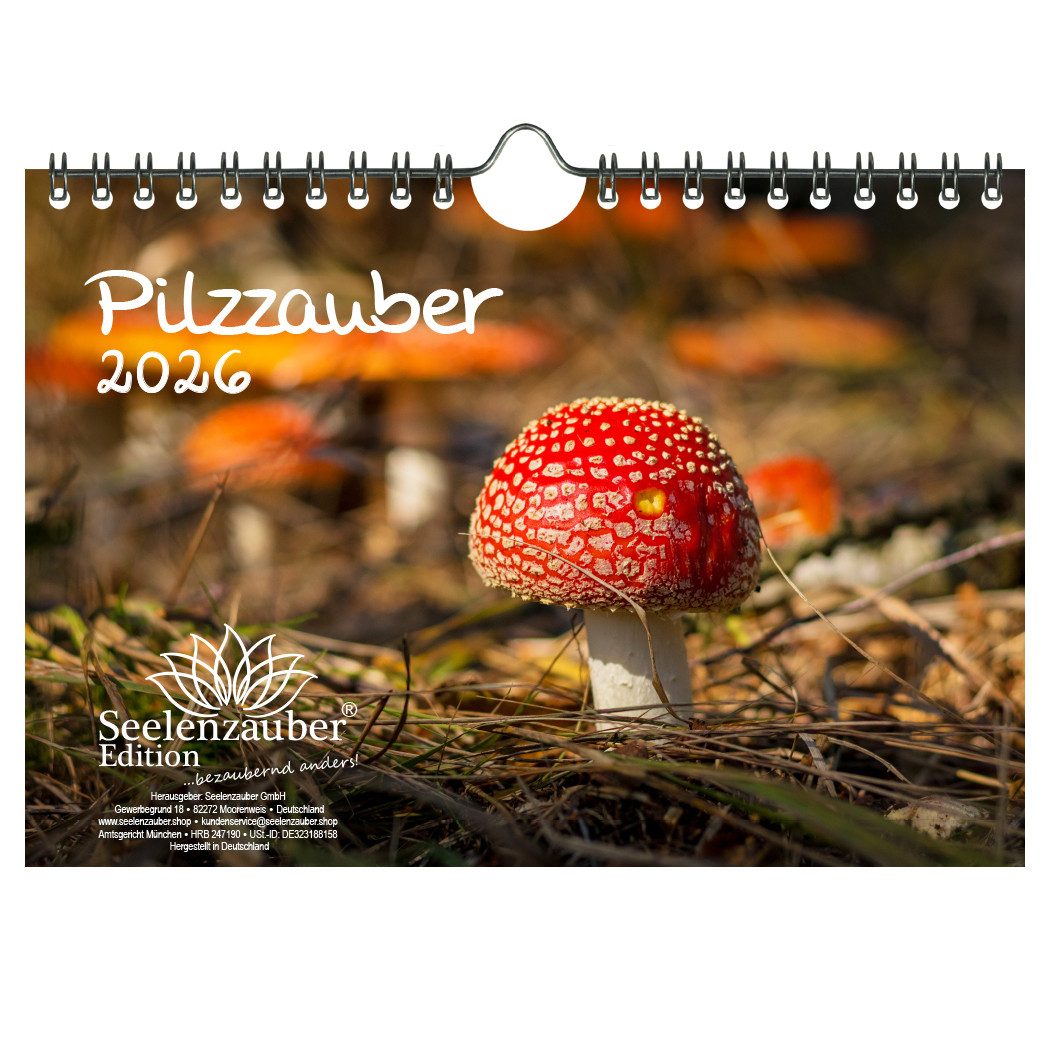 Seelenzauber Wandkalender Pilzzauber DIN A5 Kalender für 2026 Pilz Wald - Seelenzauber