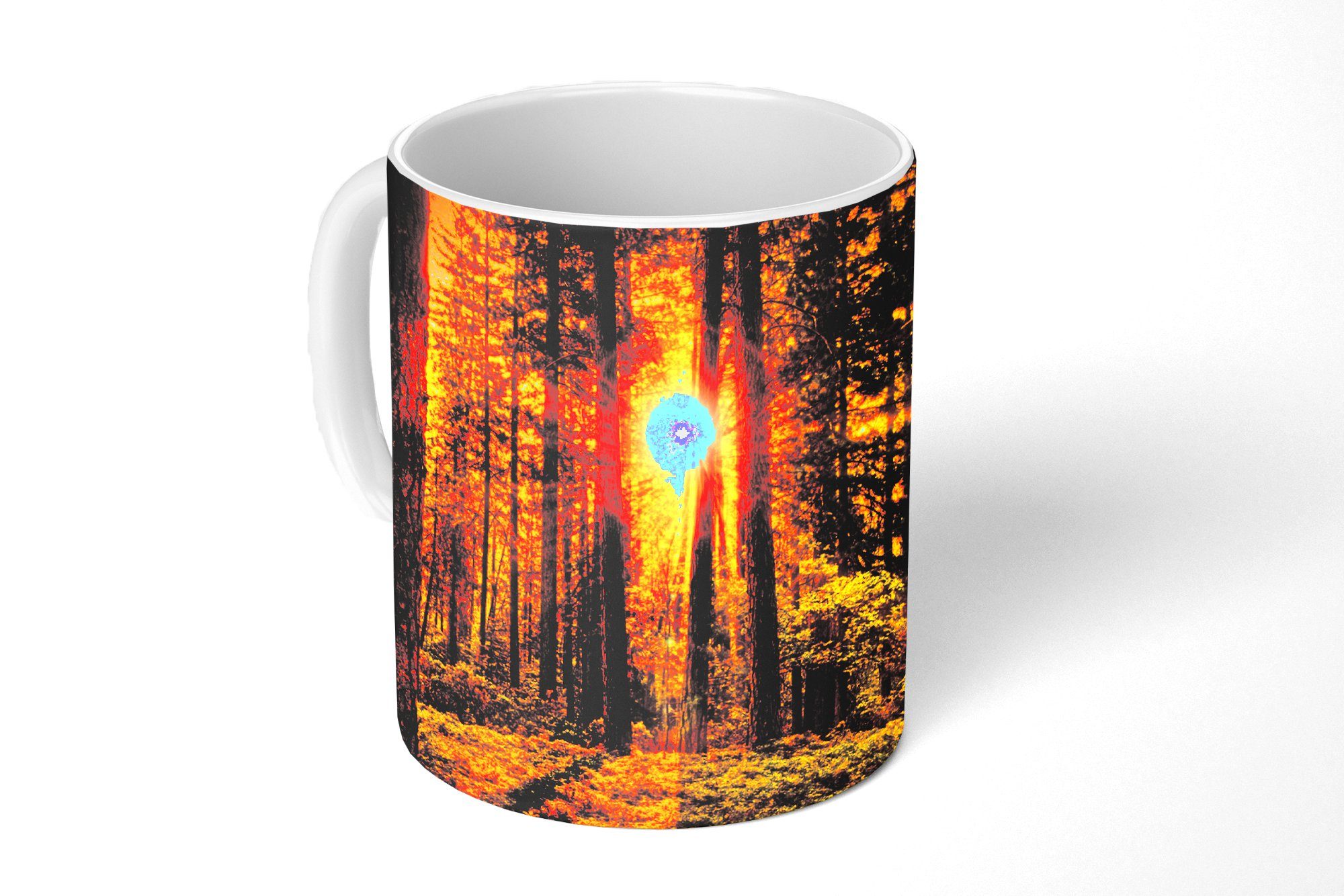MuchoWow Tasse Wald - Sonne - Bäume - Natur - Sonnenuntergang, Keramik, Kaffeetassen, Teetasse, Becher, Teetasse, Geschenk