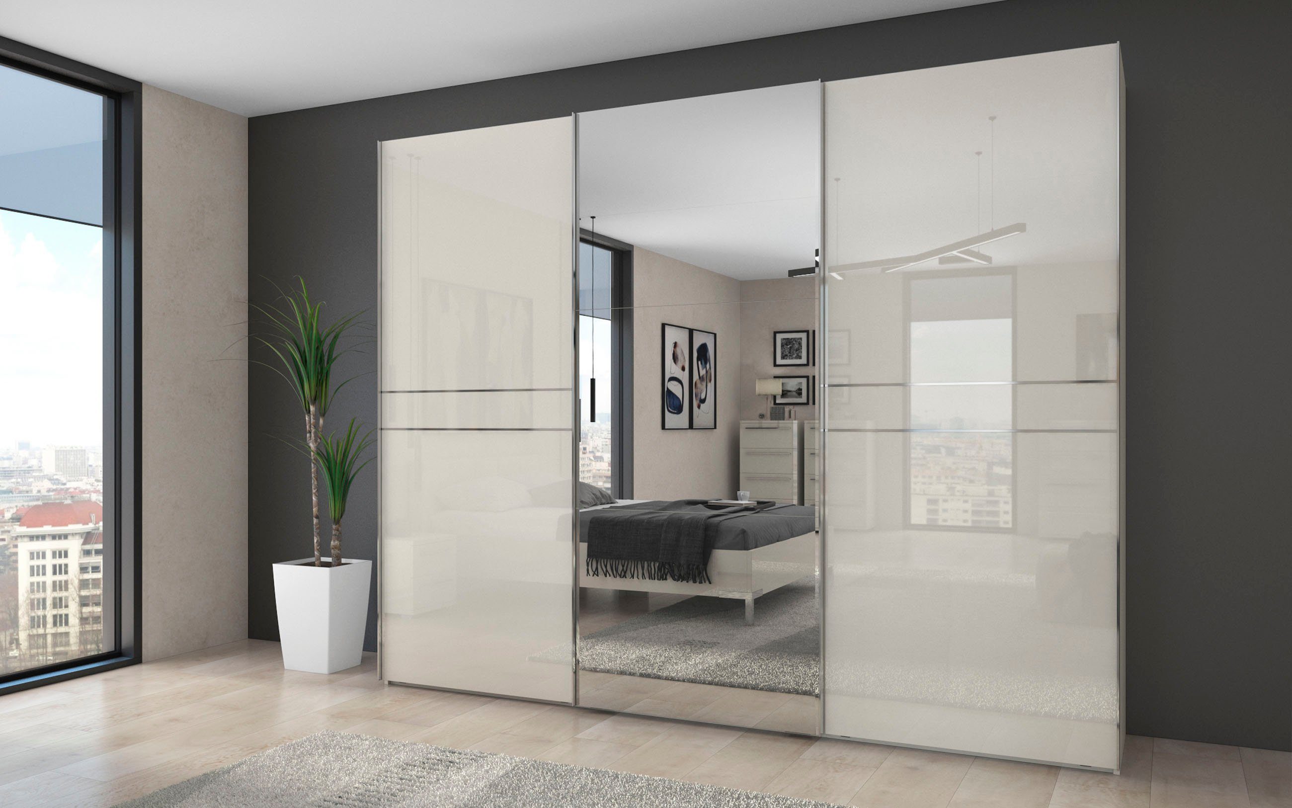 Places of Style Schwebetürenschrank "Piano, mit Einlegeböden und Kleidersta günstig online kaufen
