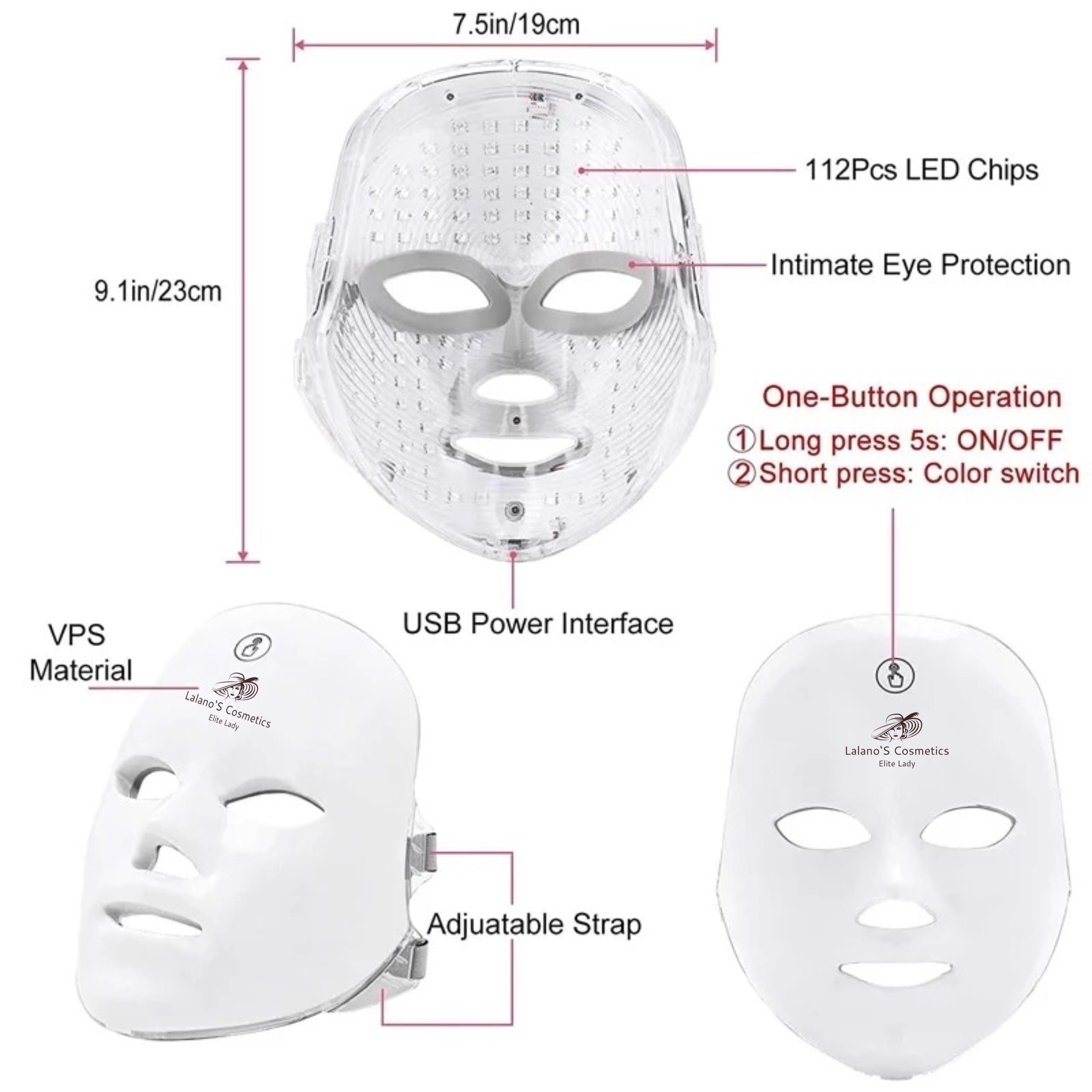 Lalano`S Cosmetics Kosmetikbehandlungsgerät Light facial BeautyMaske, Gerät zur Gesichtsstraffung, LED Gesichtsmaske, Mikrodermabrasionsgerät, EMS, Porenreiniger, LED-Photon Maske, Anti-Aging-Gerät, Anti-Falten, One-Touch Bedienung, Gesichtsreinigung, Mitesserentferner
