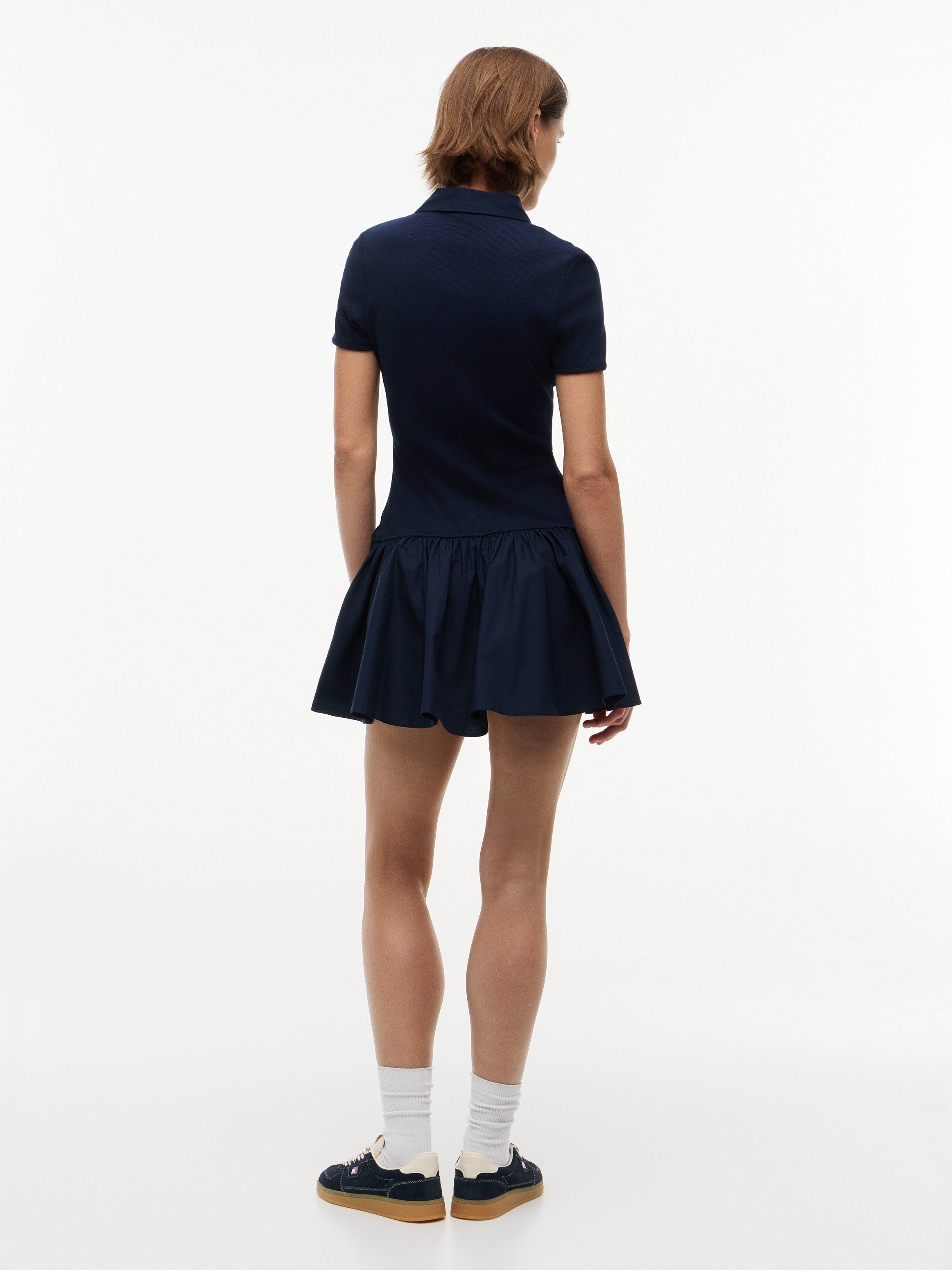 Tommy Jeans Polokleid TJW RIB POPLIN POLO DRESS EXT mit gerippter Struktur, Slim Fit in Mini-Länge
