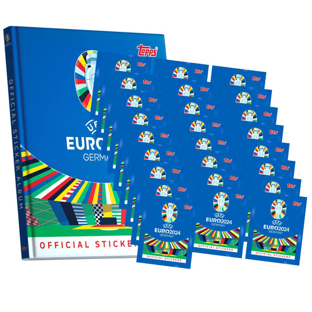 Topps Sticker Topps UEFA EURO 2024 Sticker - Fußball EM Sammelsticker - 1 Hardcover, (Set), UEFA EURO 2024 Sticker - 1 Hardcover Album + 25 Tüten