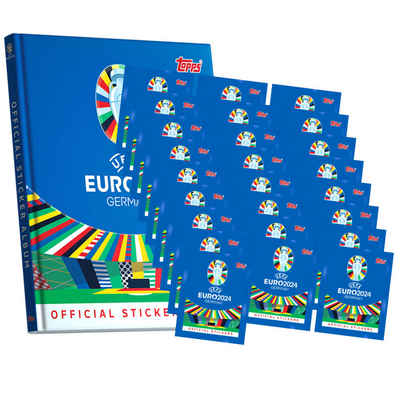 Topps Sticker Topps UEFA EURO 2024 Sticker - Fußball EM Sammelsticker - 1 Hardcover, (Set), UEFA EURO 2024 Sticker - 1 Hardcover Album + 25 Tüten