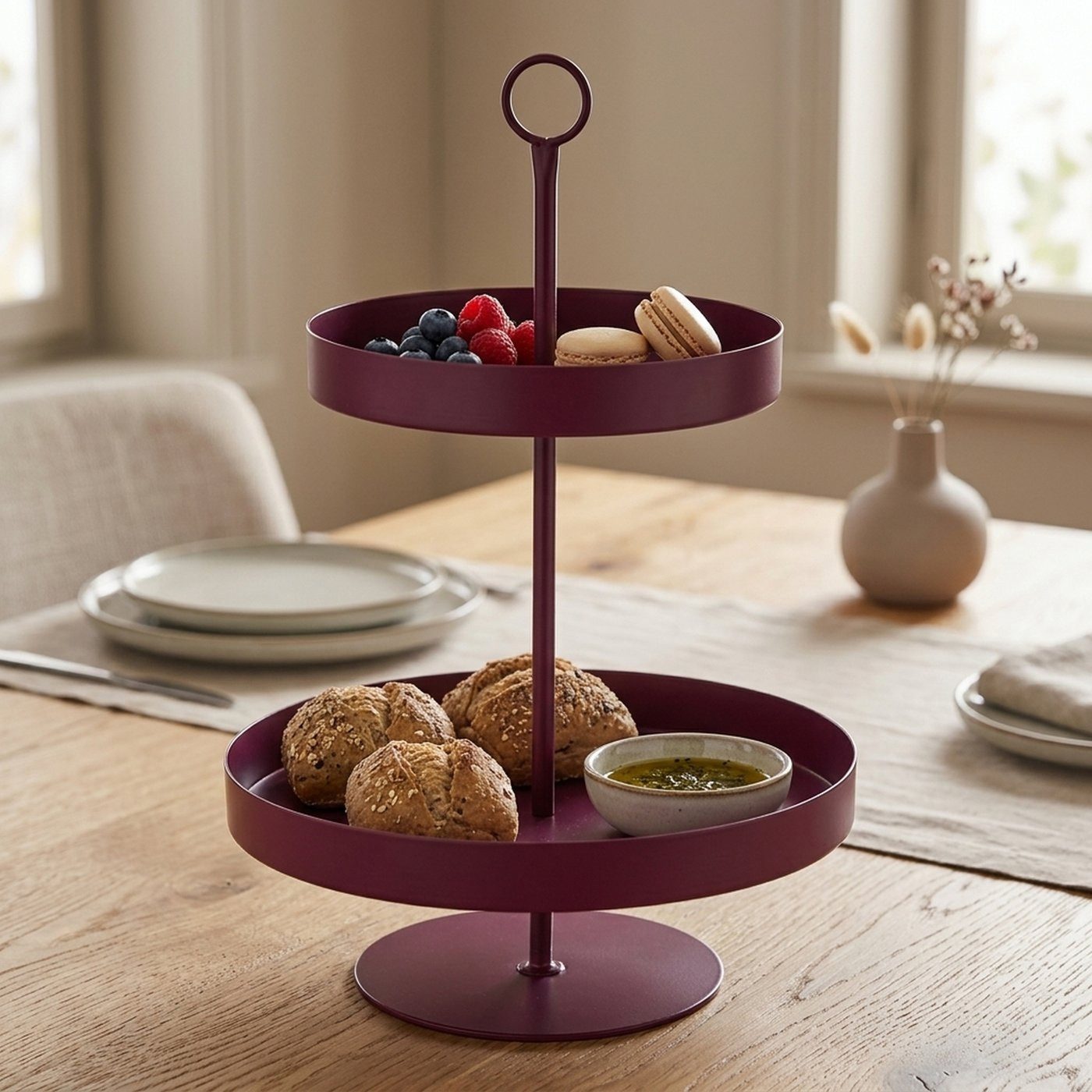 MF Dekoetagere Etagere Fiora aus Metall bordeauxrot matt 40 cm (1 St)