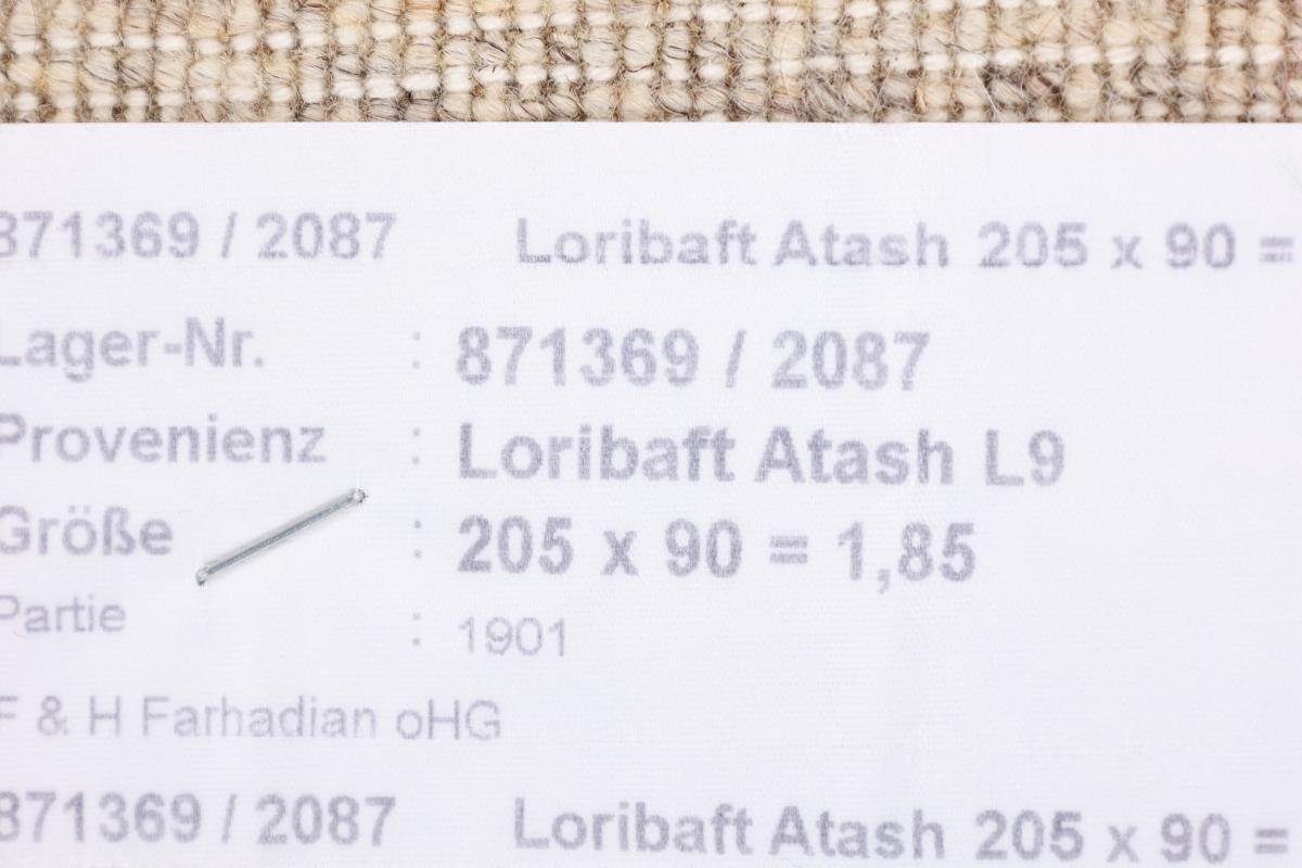 12 Perser Nain Handgeknüpfter mm Moderner, Orientteppich rechteckig, 91x206 Loribaft Trading, Gabbeh Höhe: Atash