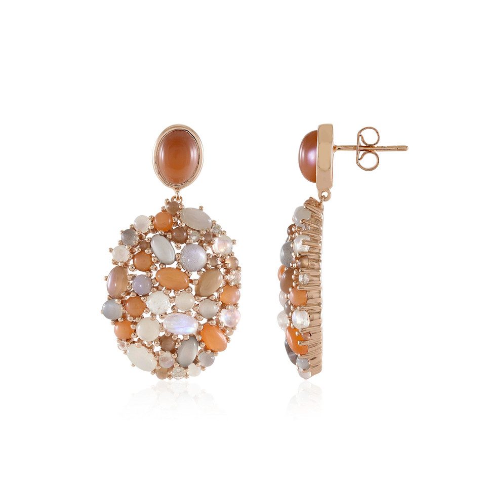 Cavill Ohrring-Set Cavill Ohrringe Damen rosévergoldet 14,22 ct Mondstein Oval (2-tlg)