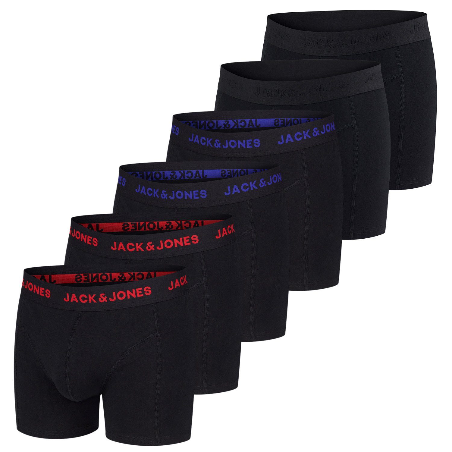 Jack & Jones Boxershorts Herren Retroshorts 6er Pack Basic Trunks  (Vorteilspack, 6-St) Unterhosen mit Stretch