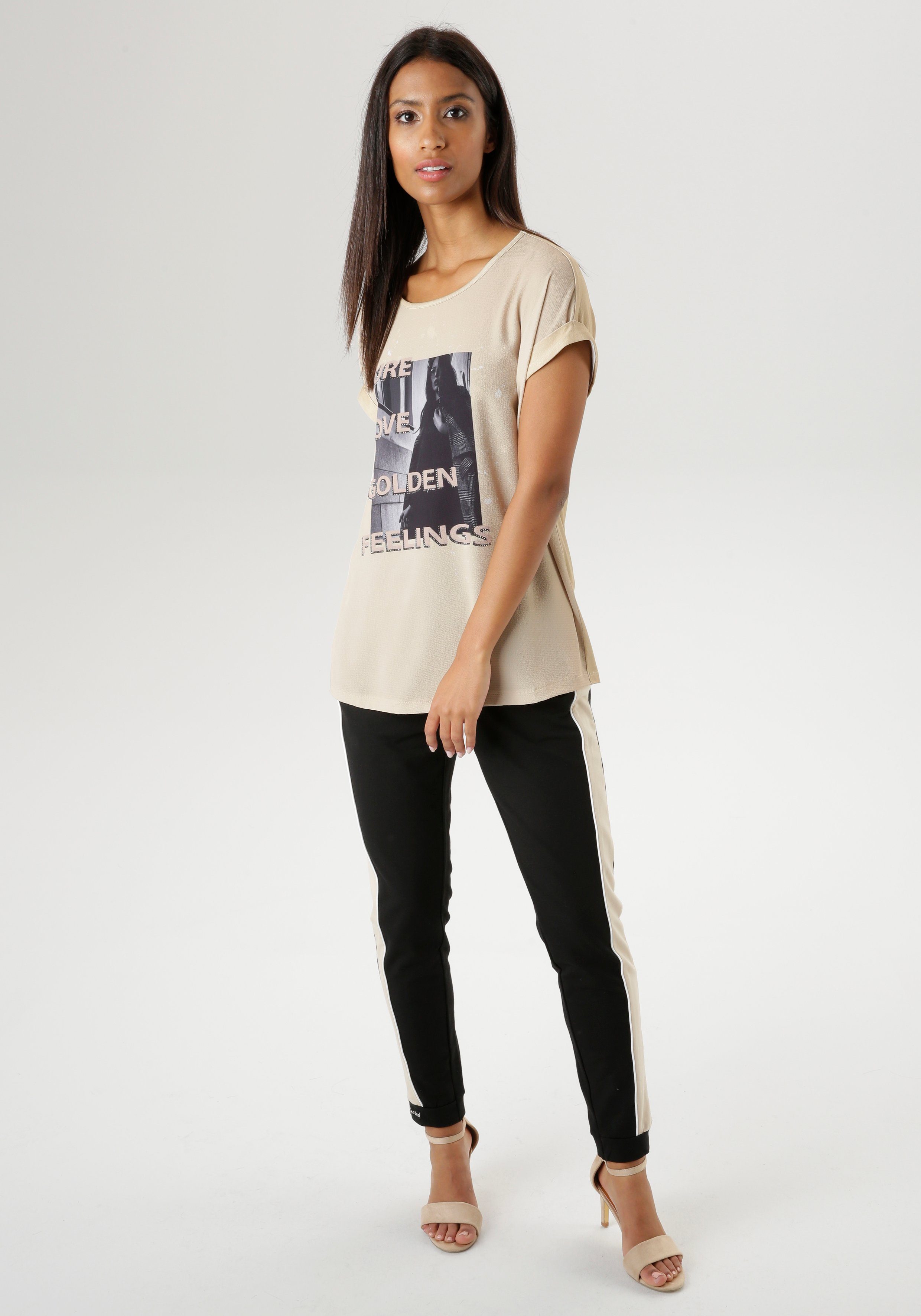 Aniston SELECTED Shirtbluse mit Glitzersteinen Fotoprint KOLLEKTION - NEUE und