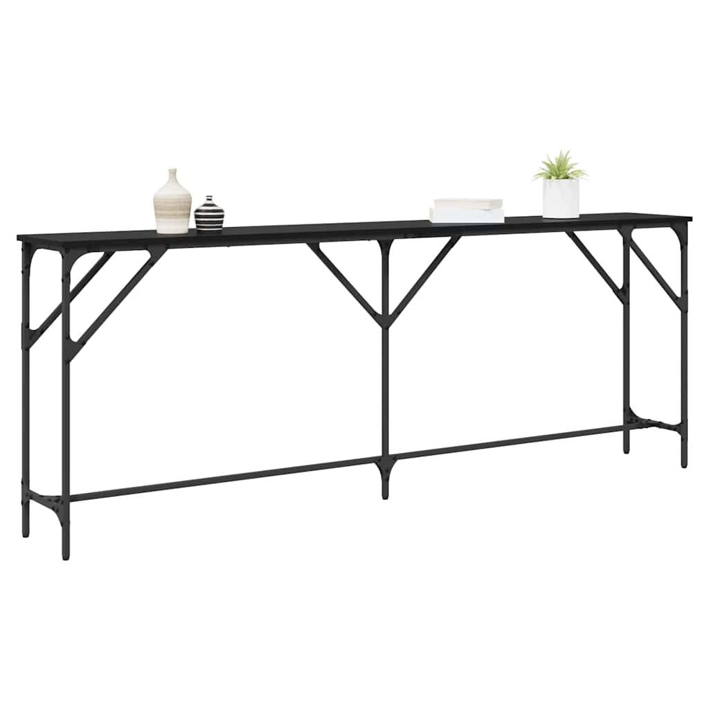 vidaXL Beistelltisch Konsolentisch Schwarz Eichen-Optik 200 x 29 x 75 cm (1-St) – Bild 3 von 5
