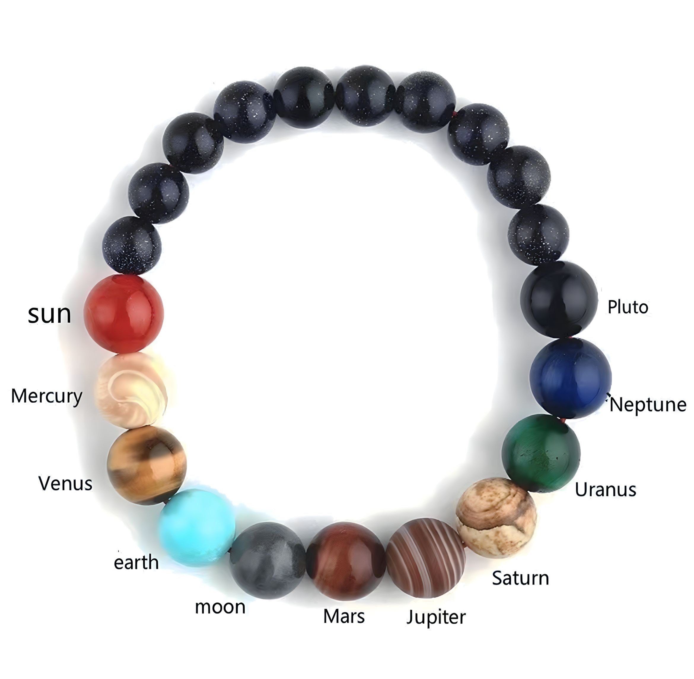 Stelby Armband Universum Armband Naturstein Perlen von Planeten – Bild 3 von 5