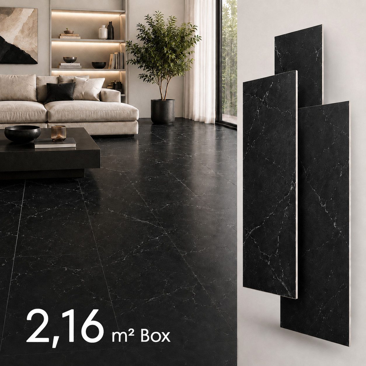 NoblesBox Designboden SPC Klick-Vinylboden 4 mm, 60 x 30 cm, Fliesen- und Steinoptik, wasserfest, antistatisch, pflegeleicht, kleberfrei, für Badezimmer