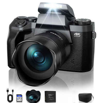 Fine Life Pro 64MP Digitalkamera für Fotografie und Video, Kompaktkamera (WLAN (Wi-Fi), inkl. 4K Vlogging Kamera für YouTube mit 4" Touchscreen, 18x Digitalzoom, WiFi& Autofokus, 32GB Karte)