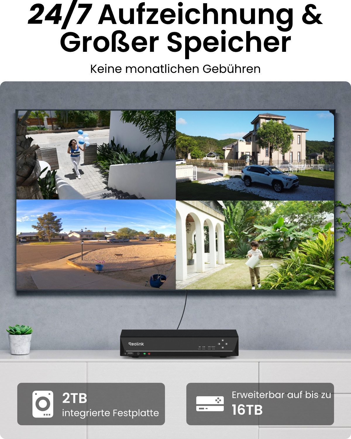 Reolink Überwachungskamera 8MP 4K PoE Sicherheitssystem mit Smart-Erkennung (Innenbereich, Außenbereich, 4X 8MP PoE IP Kamera und 2TB HDD 8CH NVR, 24/7 Videoübe – Bild 5 von 5