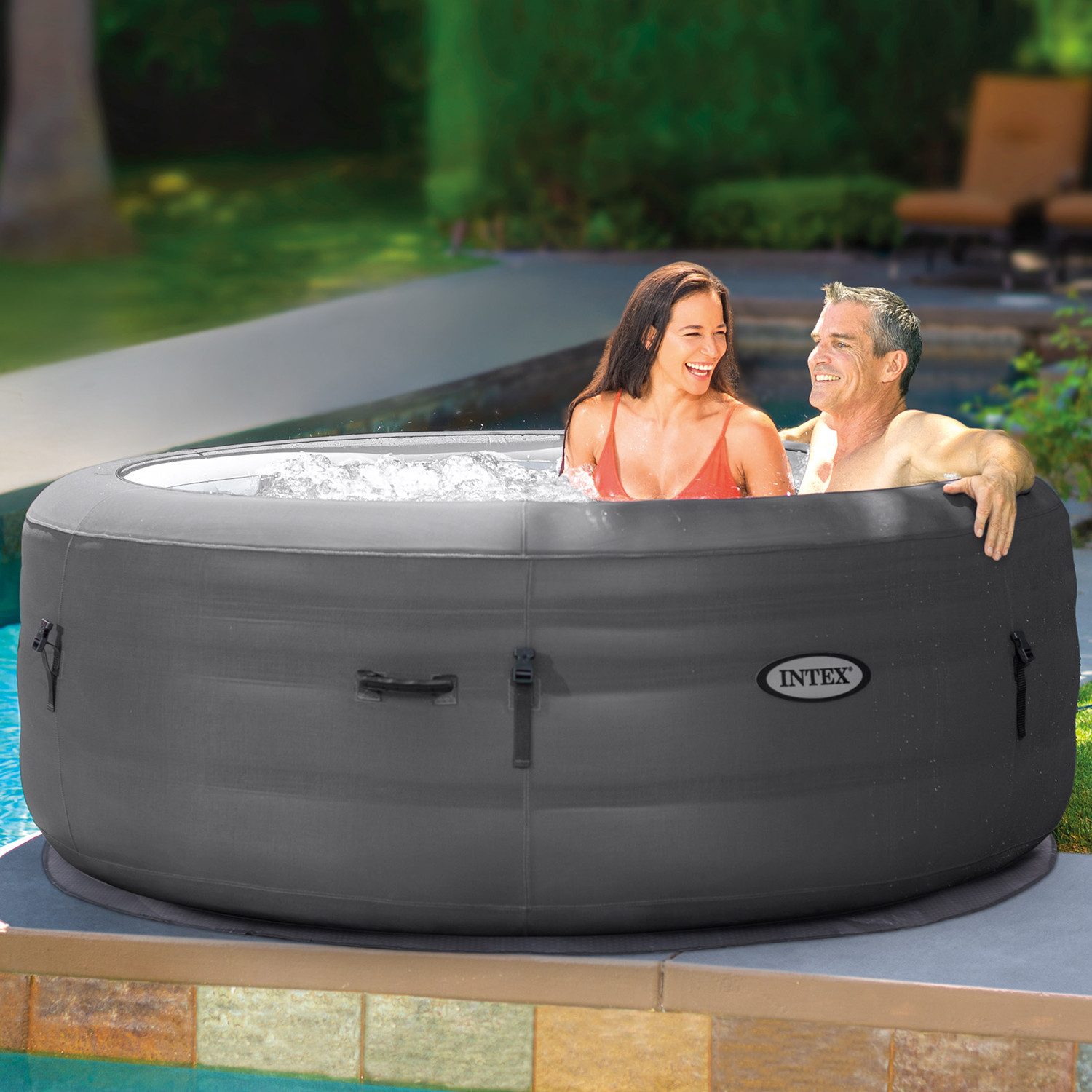 Intex Whirlpool "Simple Spa" (196 x 66 cm), aufblasbarer Whirlpool, (Set, 5-tlg., inkl. Zubehör), Innendurchmesser: 145 cm