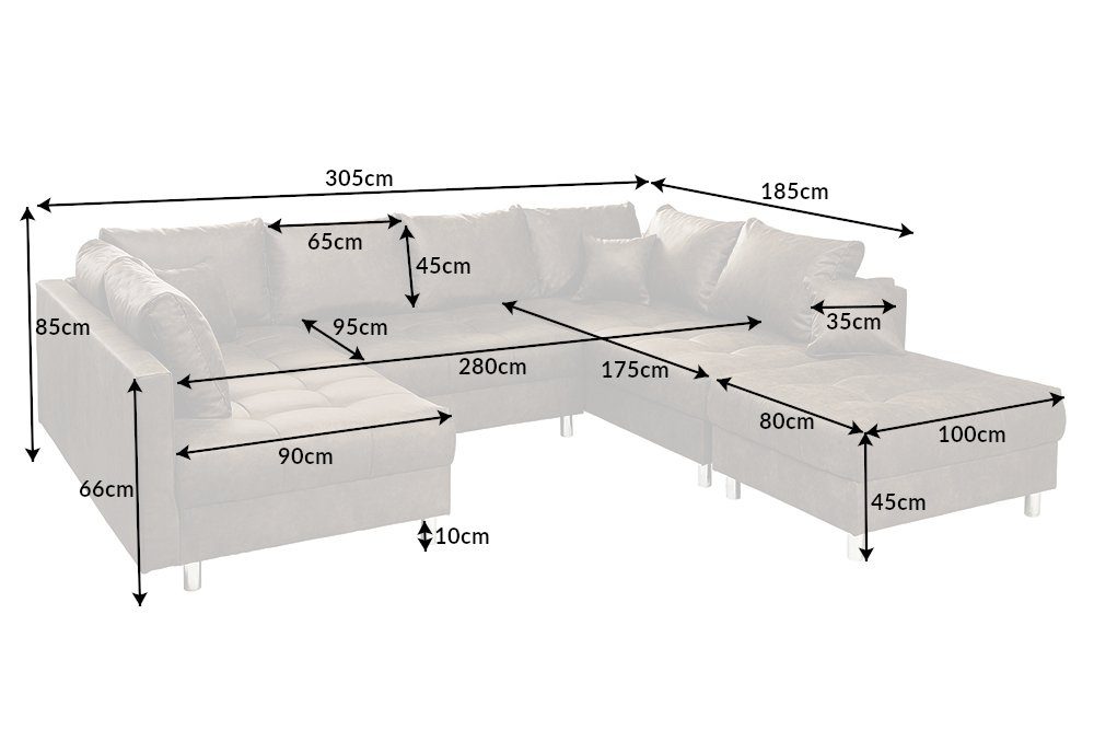 KENT Teile, Federkern · Modern Kissen silber, riess-ambiente mit Wohnlandschaft · Hocker mit XXL · Design / · 305cm inkl. taupe Microfaser 4