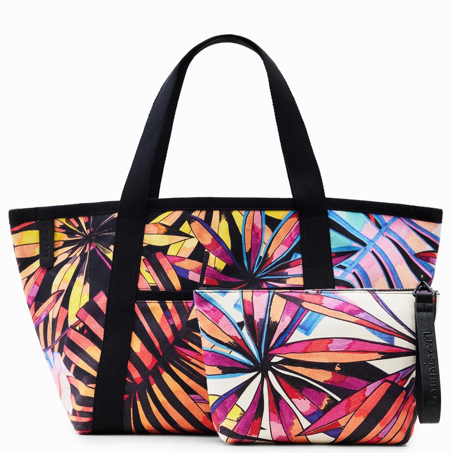 Desigual Umhängetasche Desigual Damen Shopper Tropical Beach Merida REV schwarz (1, 1-tlg., 1)