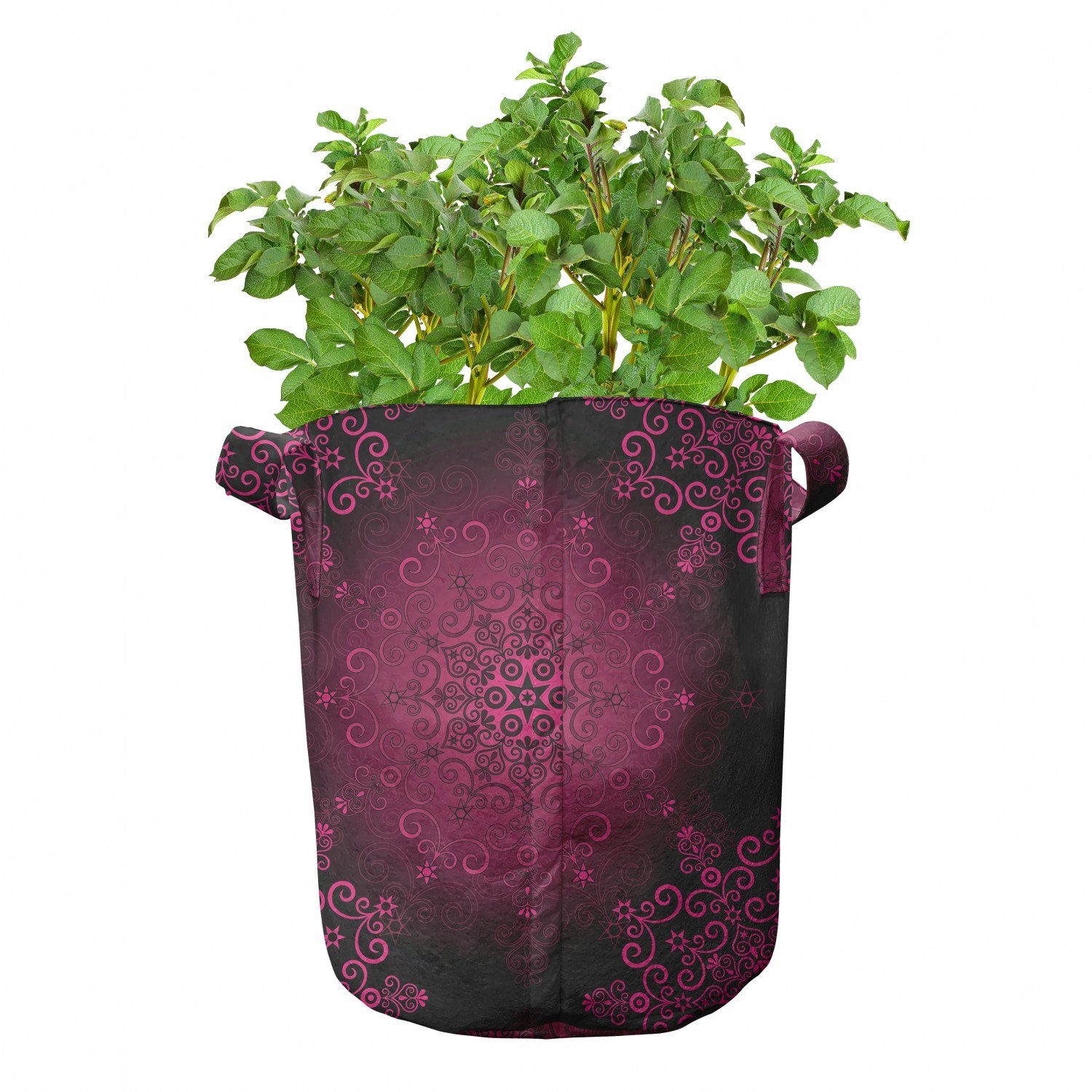 Mandala Stofftöpfe für Pflanzen, Pflanzkübel hochleistungsfähig lila Psychedelische mit Griffen Boho Abakuhaus