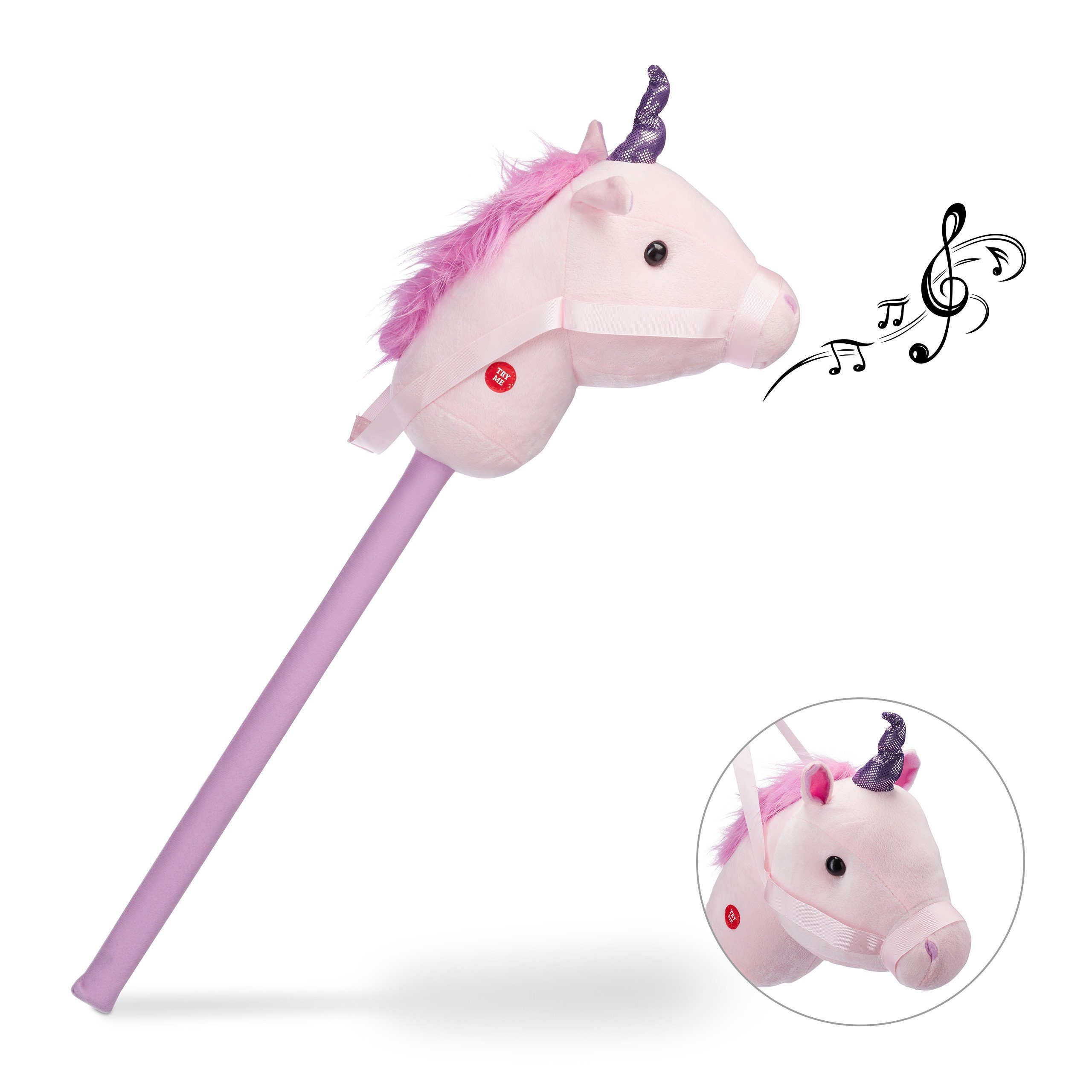 relaxdays Steckenpferd Einhorn mit Sound
