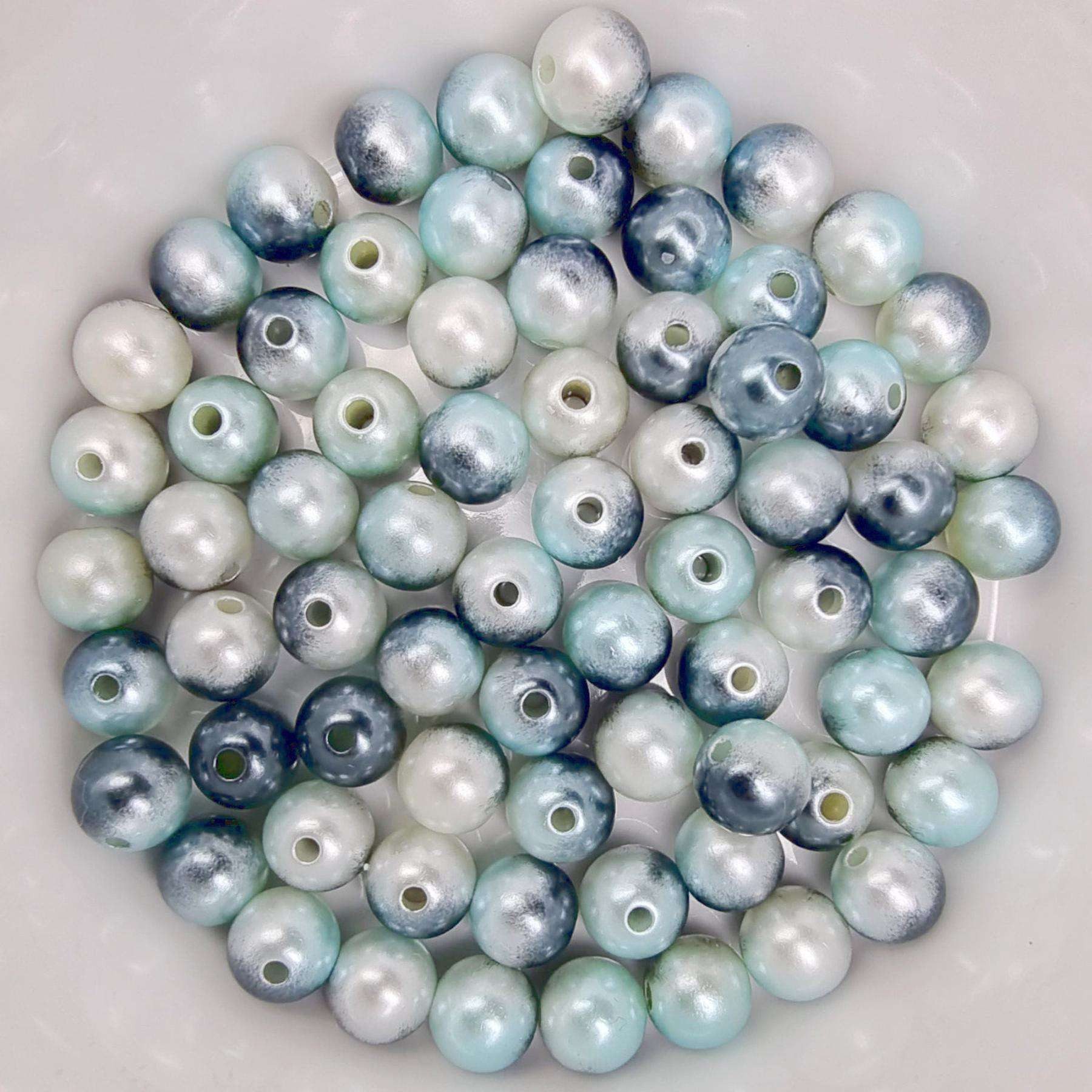 Kopper-24 Bastelperlen Wachsperlen bunt schimmernd ca. 1000 Stück, 3mm, grau, weiß