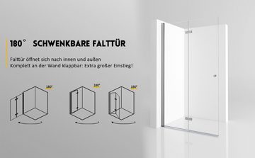 Hopibath Duschwand faltbar Walk In Duschwand faltbar, Einscheibensicherheitsglas, (Duschtrennwand, 71-116cm), Rechts-und Links montierbar