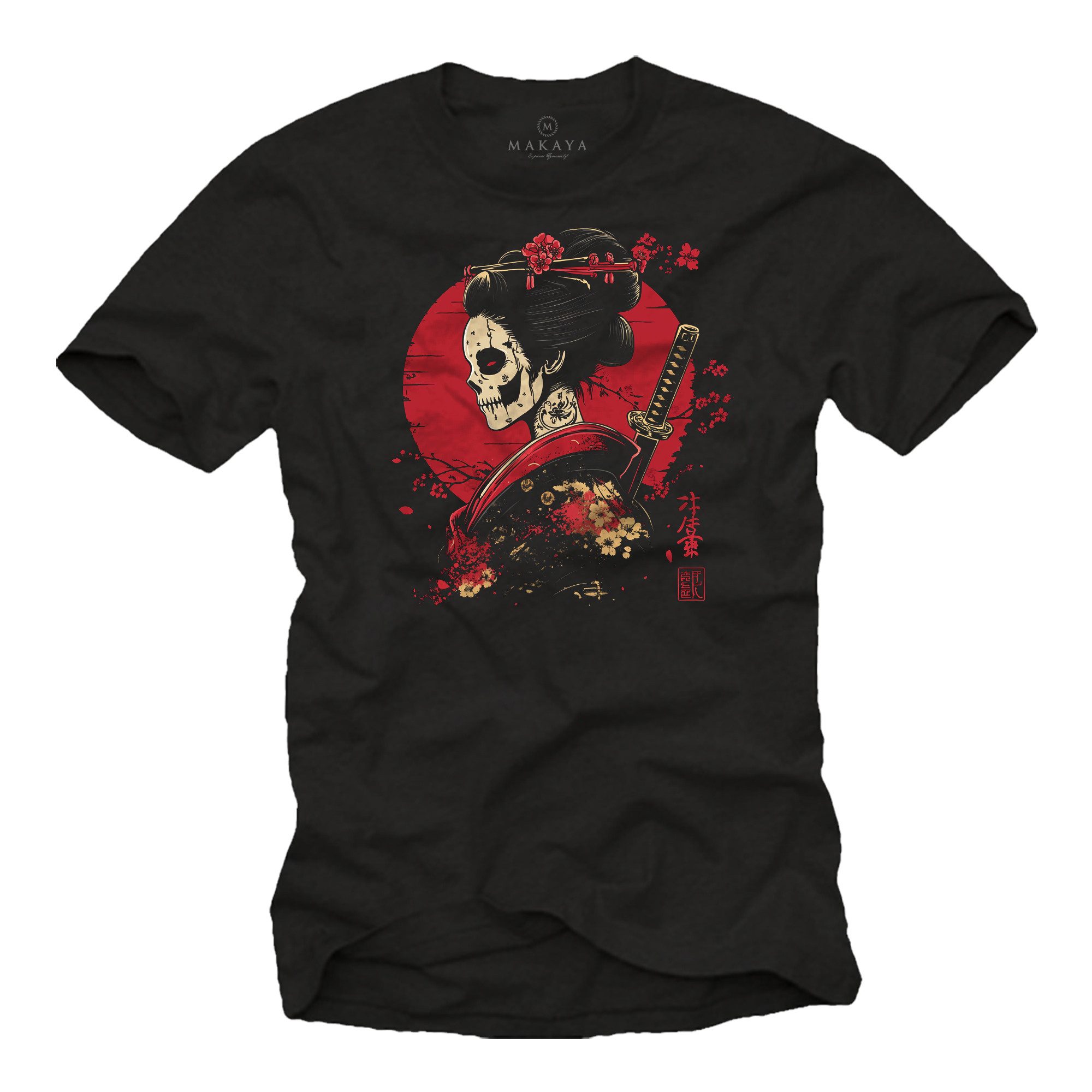 MAKAYA Kurzarmshirt Japan Anime Shirt (Schwarz, günstig online kaufen