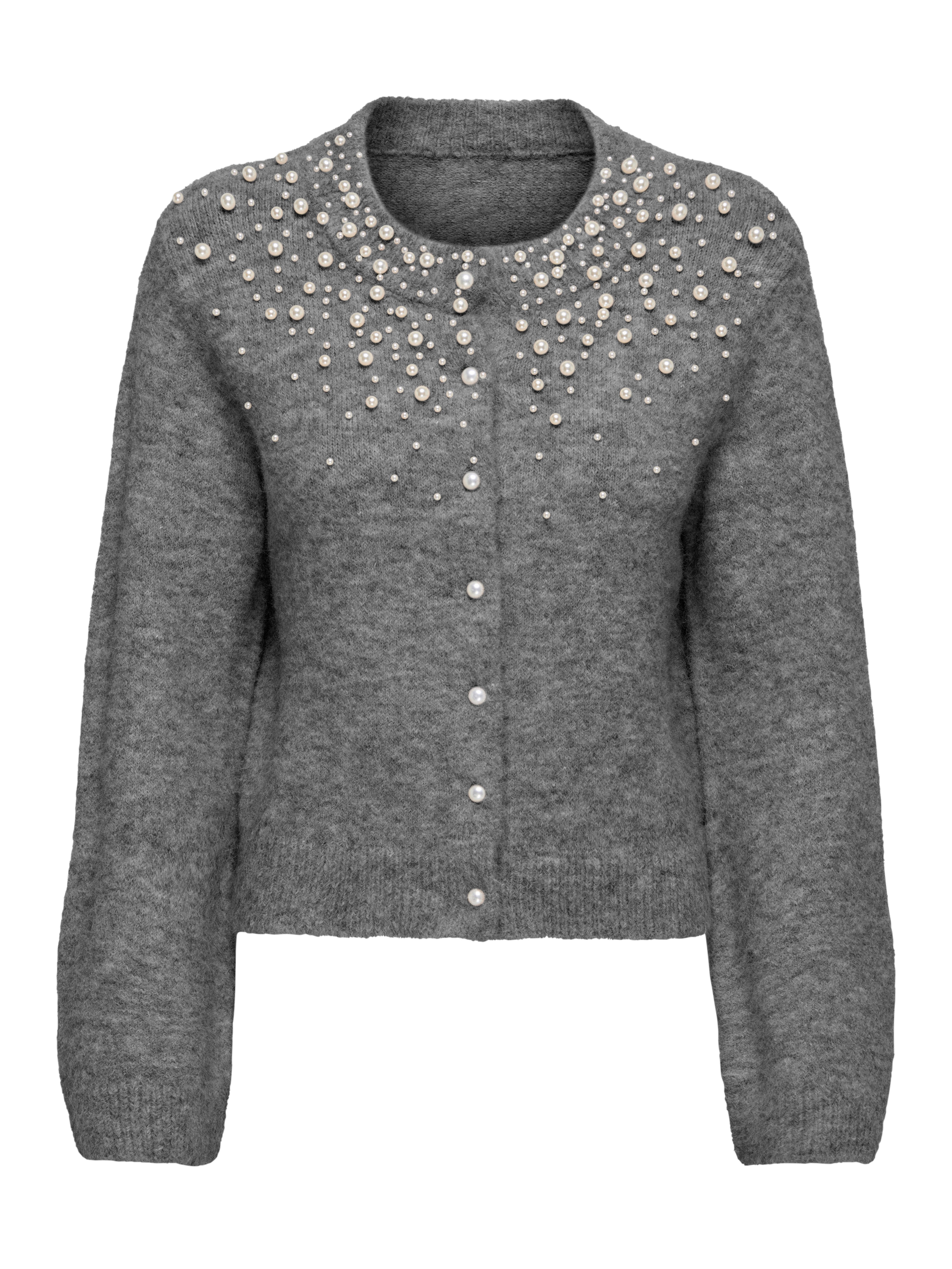 ONLY Strickjacke ONLMIGGIE LS O-NECK PEARL CARDIGA EX KNT Materialmix, regular fit – Bild 5 von 5