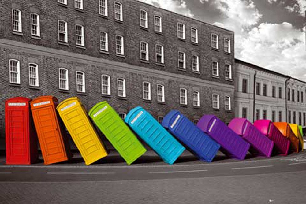 Poster London - Poster - Phoneboxes Falling
