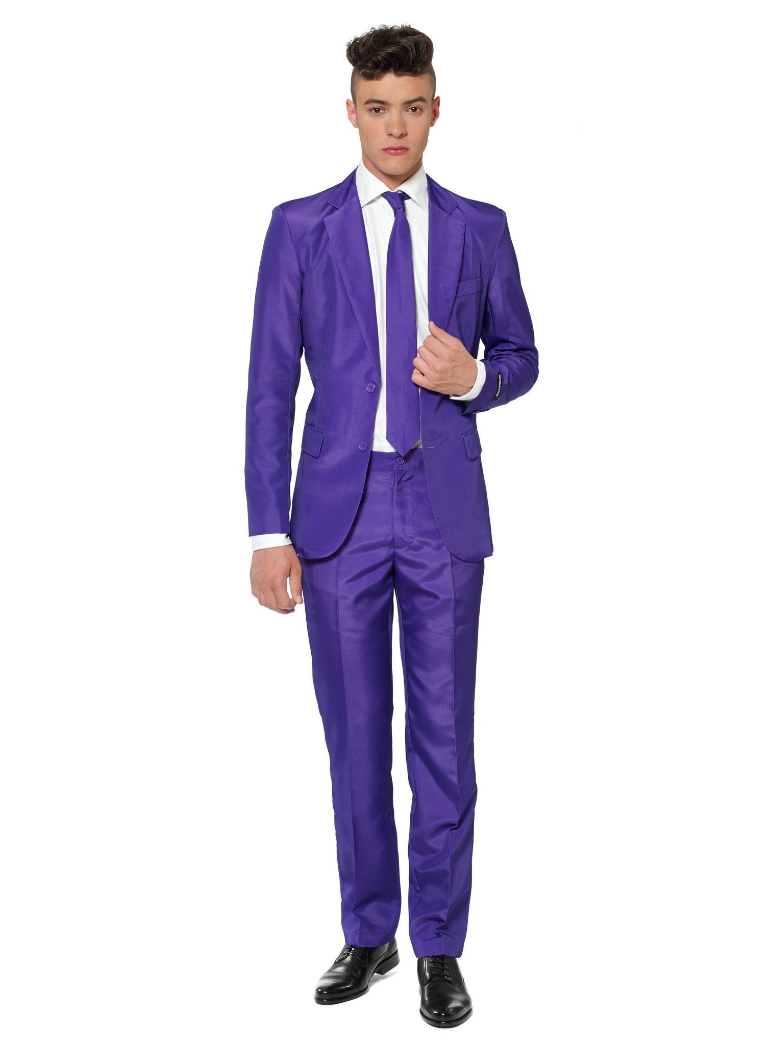 SuitMeister Anzug Solid Purple Anzug - Kostüm für Karneval Fasching Schicker Anzug in schillernder Farbe