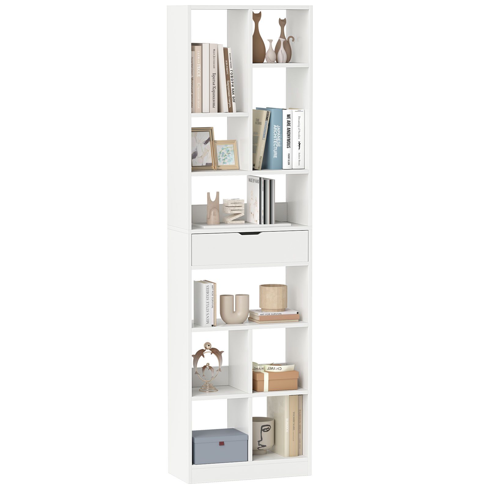 COSTWAY Bücherregal, mit Schublade, Standregal mit günstig online kaufen